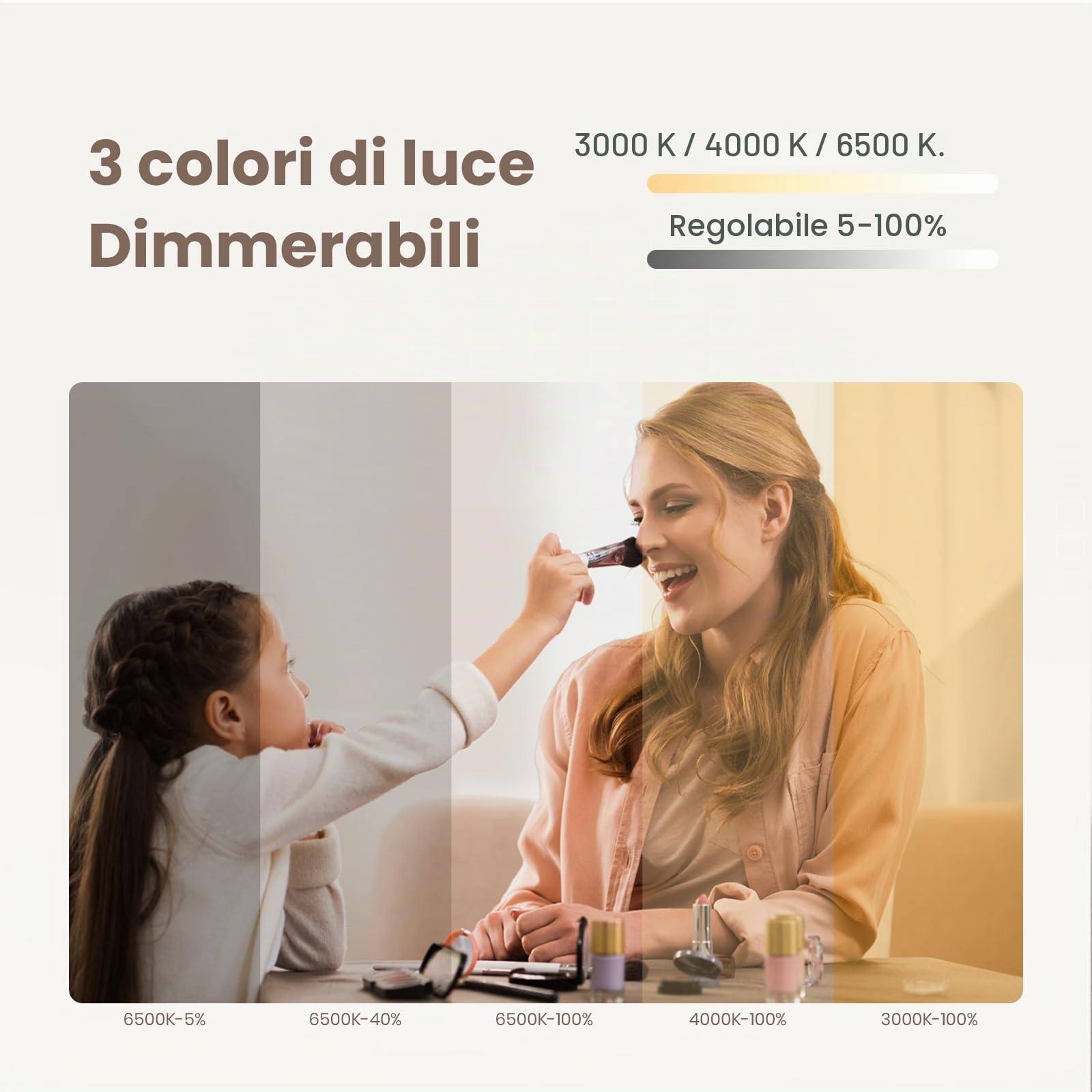 EMKE Specchio Bagno con Luce, Asimmetrico, Antiappannamento,60 x 45 cm | Specchio Bagno LED,Interruttore Touch, 3 Colori di Luce Regolabili, Risparmio Energetico,Specchio da bagno
