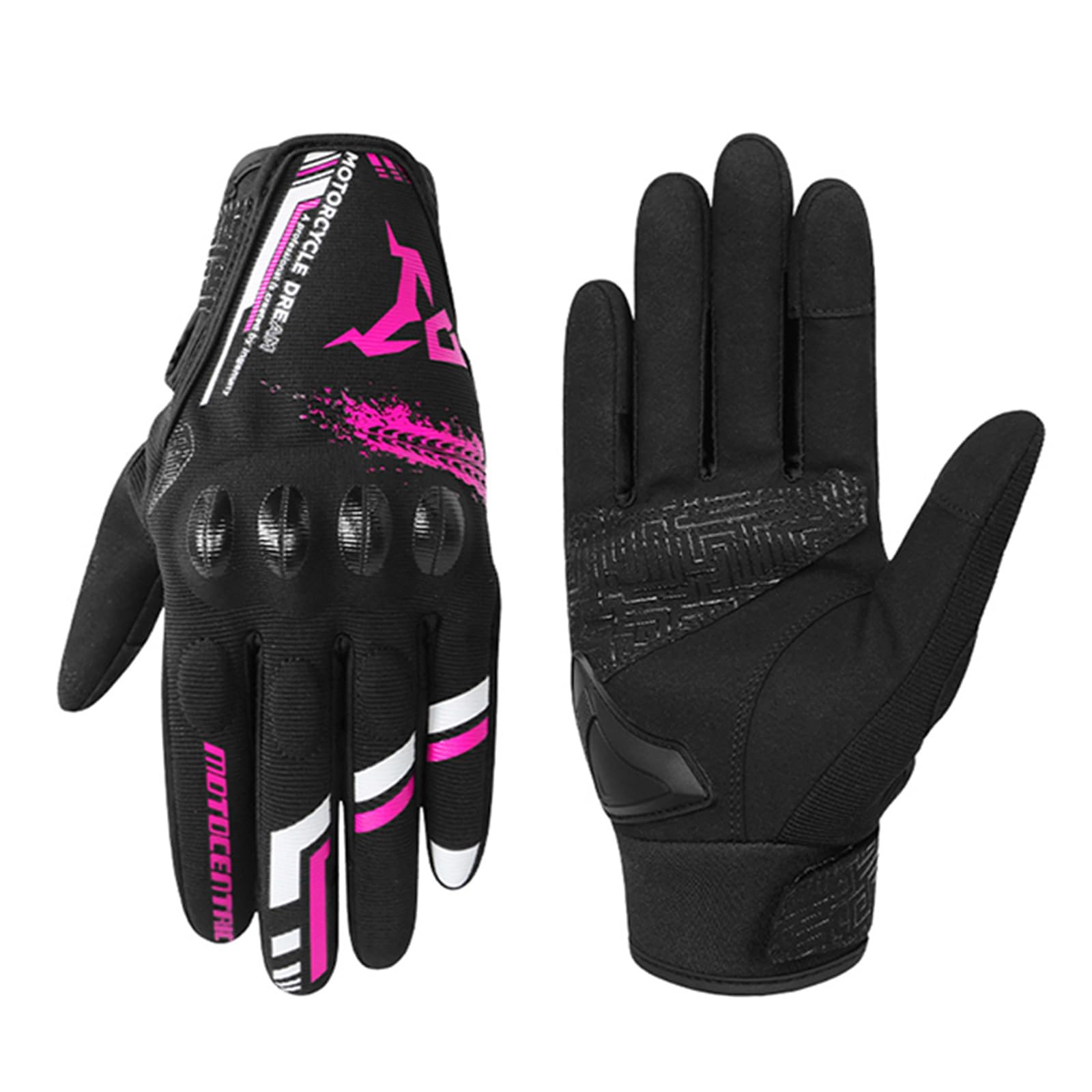 Guanti da Moto Estivi Traspiranti, Guanti da Moto Touchscreen Rigidi per Donna, Guanti da Motocross Rosa per BMX ATV MTB Ciclismo da Corsa Equitazione