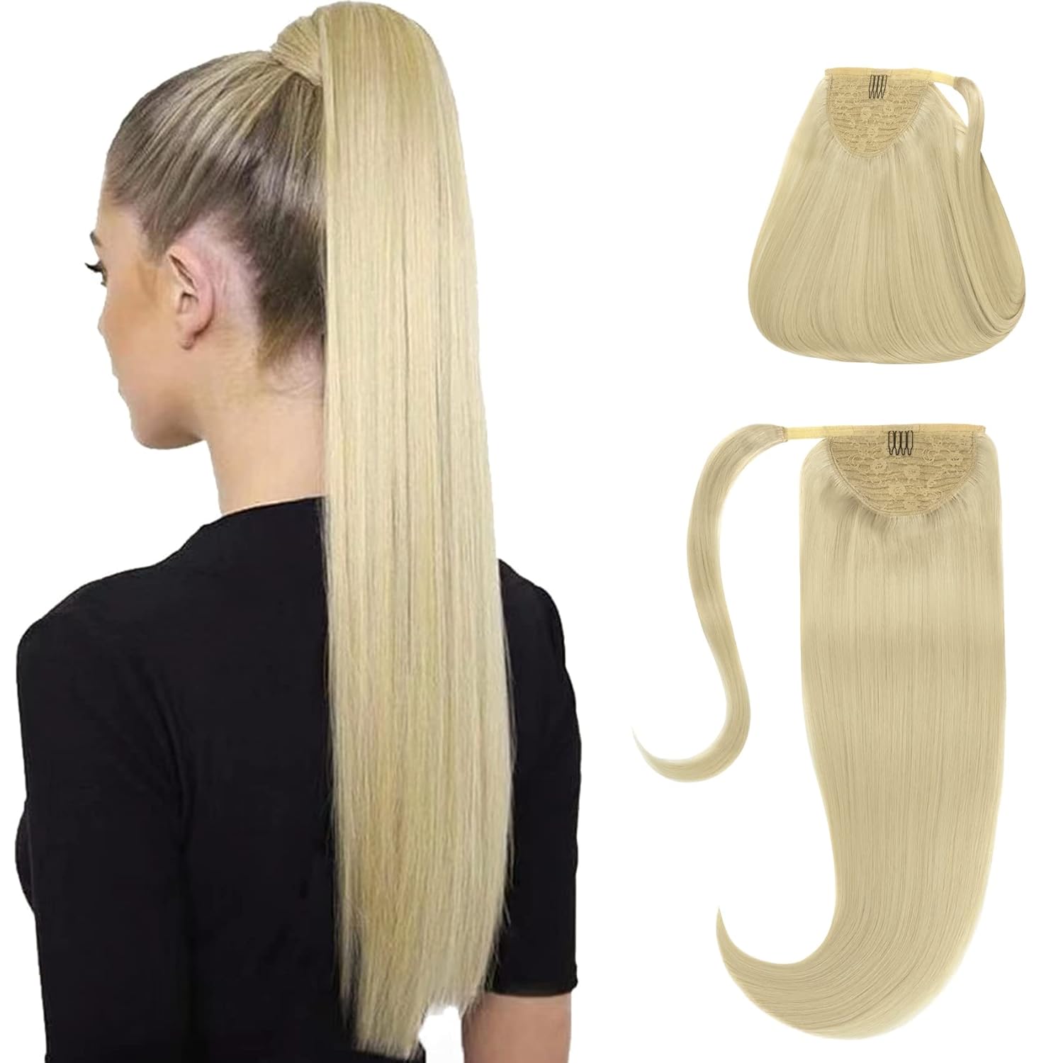 Caliee Platinum Blonde Ponytail Extension Remy Human Hair