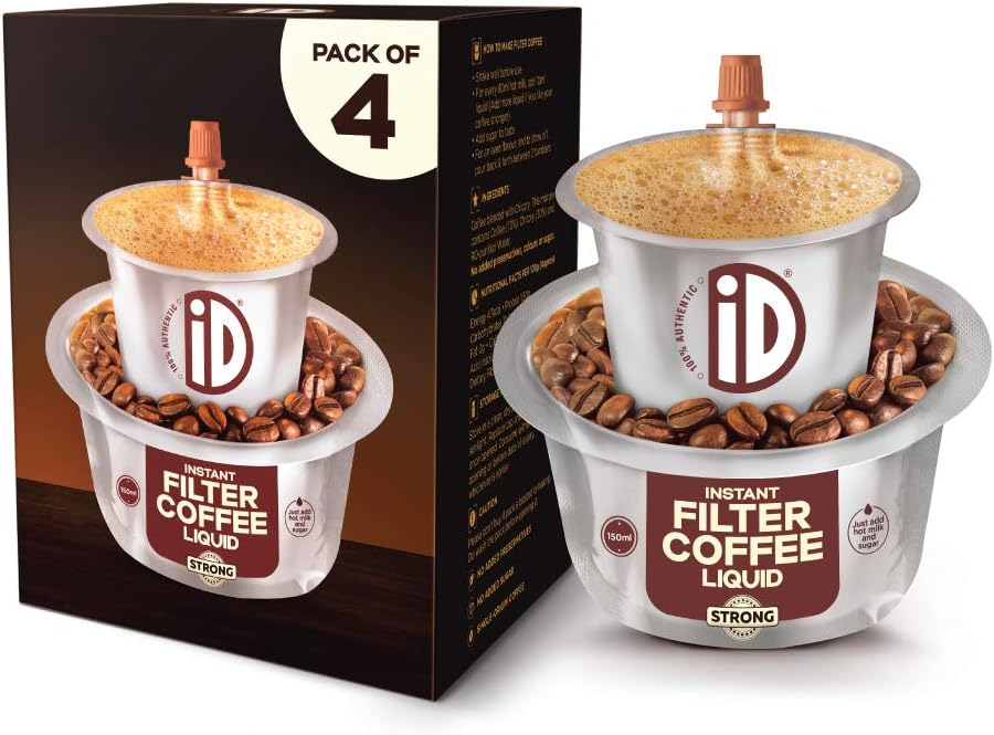 iD 100% Authentic Instant Filter Coffee Liquid | Strong | Authentic, Ready to Use | 60 Cups | 600Ml (150 X 4), Box