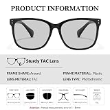 TJUTR Polaryzowane fotochromowe okulary przeciwsłoneczne dla kobiet, retro, kwadratowe, damskie okulary przeciwsłoneczne z ochroną przed promieniowaniem UV, do jazdy samochodem, w podróży