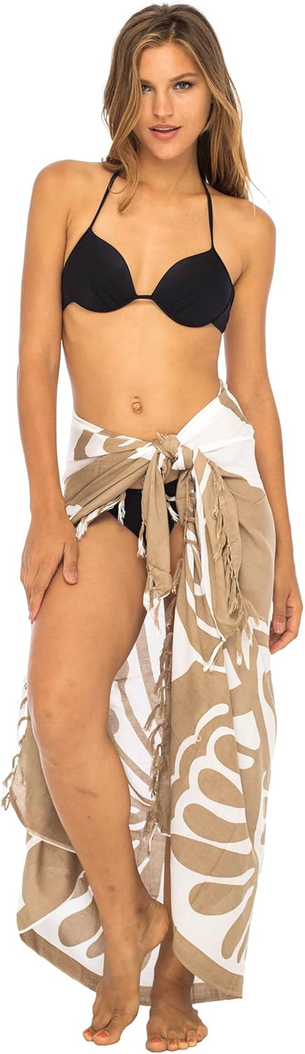 Back From Bali Womens Sarong Wrap, Beach Swimsuit Cover Up - Butterfly with Coconut Clip
