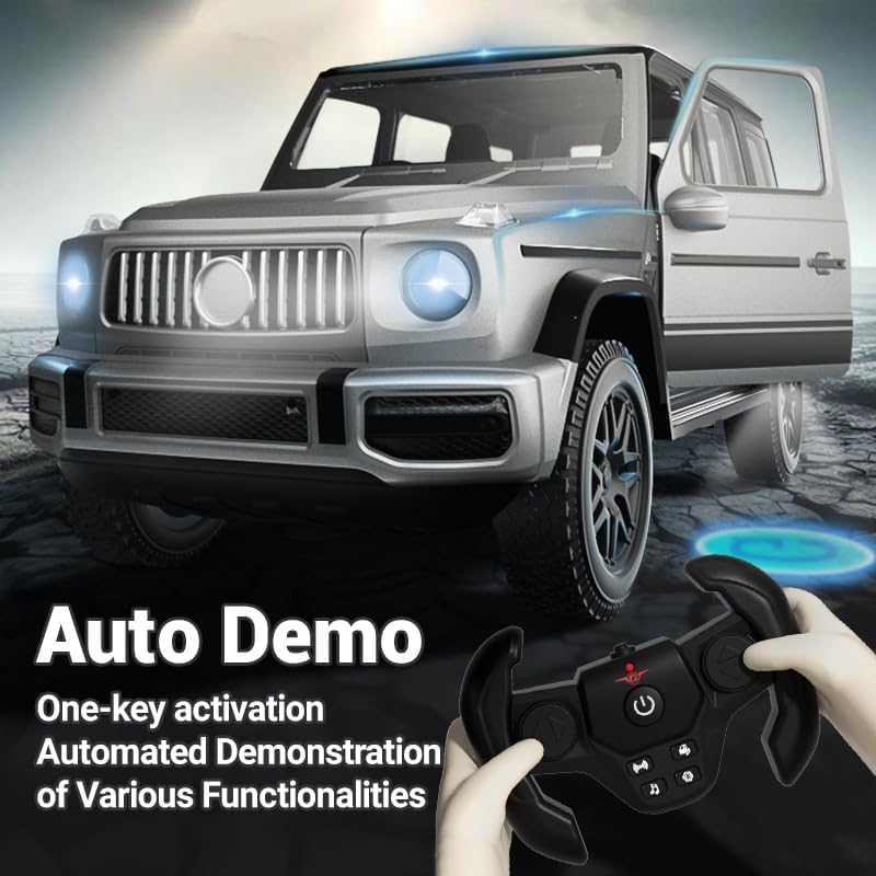 Miniatura 9 de fisca Coche de control remoto todoterreno, coche de juguete todoterreno a escala 114, puertas abiertassonido y luz, 2.4G eléctrico Jeep simulación