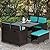 Outdoor Patio Furniture Set 9 Pieces Patio Dining Sets Space Saving Wicker Furniture with 4 Rattan Chairs 4 Ottomans and Glass Table for Outdoor Backyard Porch Poolside Balcony,Khaki Cushion (Blue)