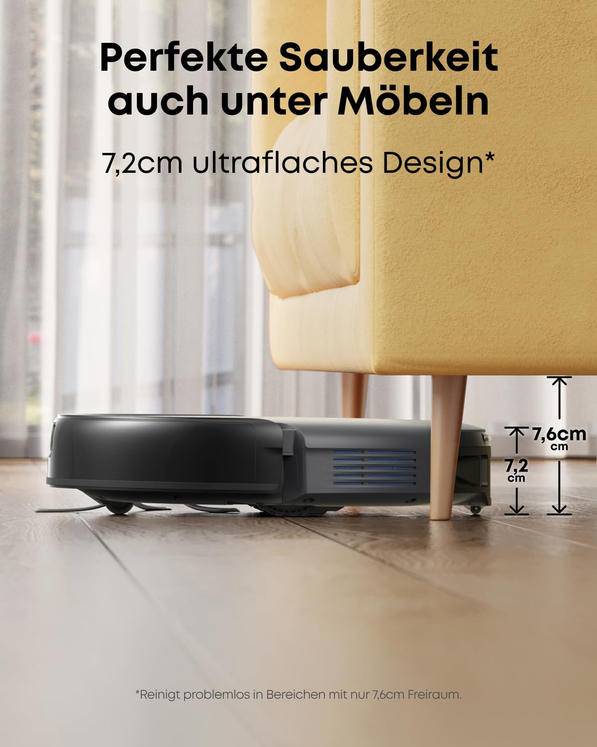 eufy C10 Saugroboter mit Automatischer Absaugstation, 7,2cm Ultraflaches Design, Teppichreinigung, Ausfahrbare Seitenbürste für Ecken, Automatische Entleerung, Punktlaser- & Infrarot-Navigation