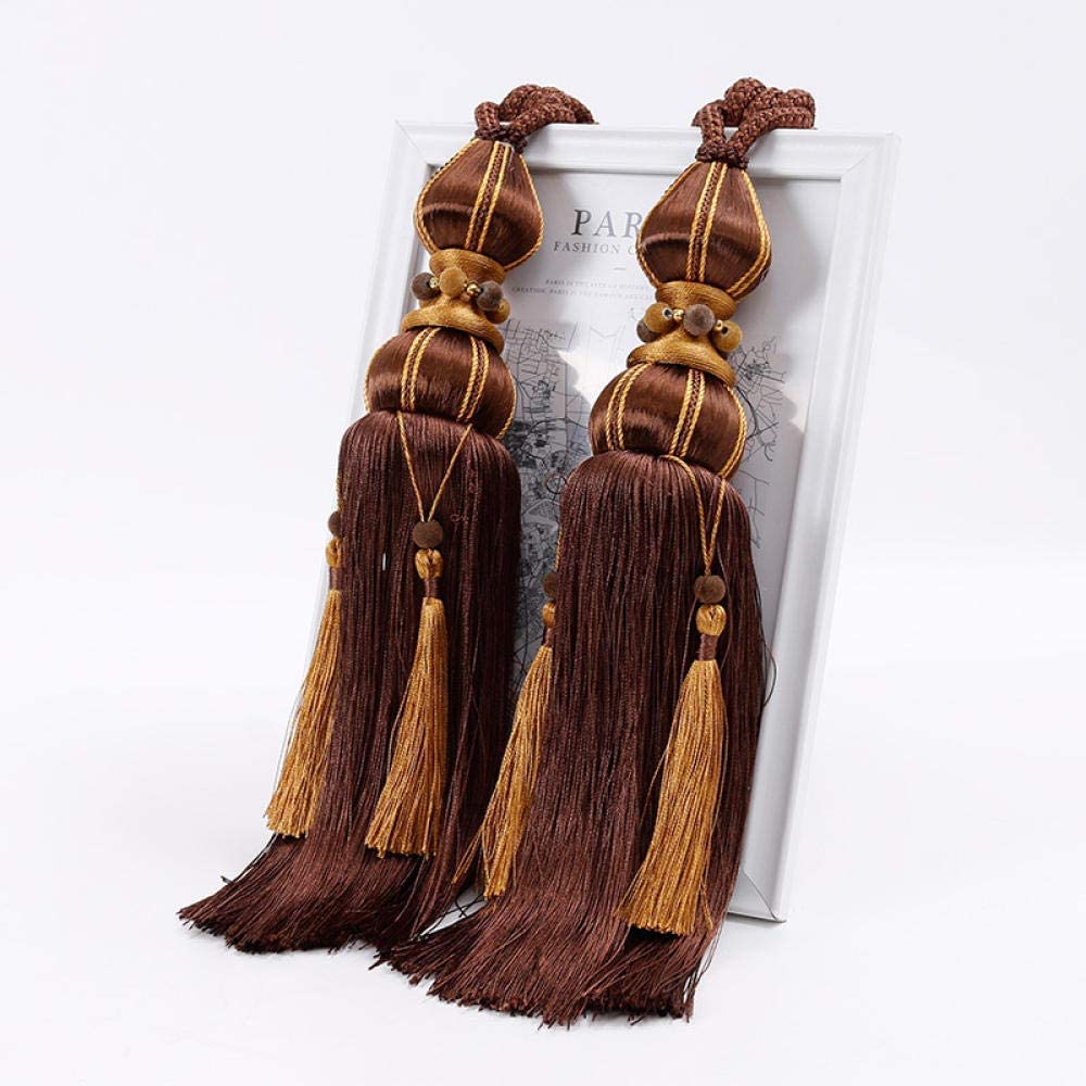 Pendentif Pompon en Corde tressée pour Rideau, Accessoires de Rideau à Boule Suspendue (café Noir)
