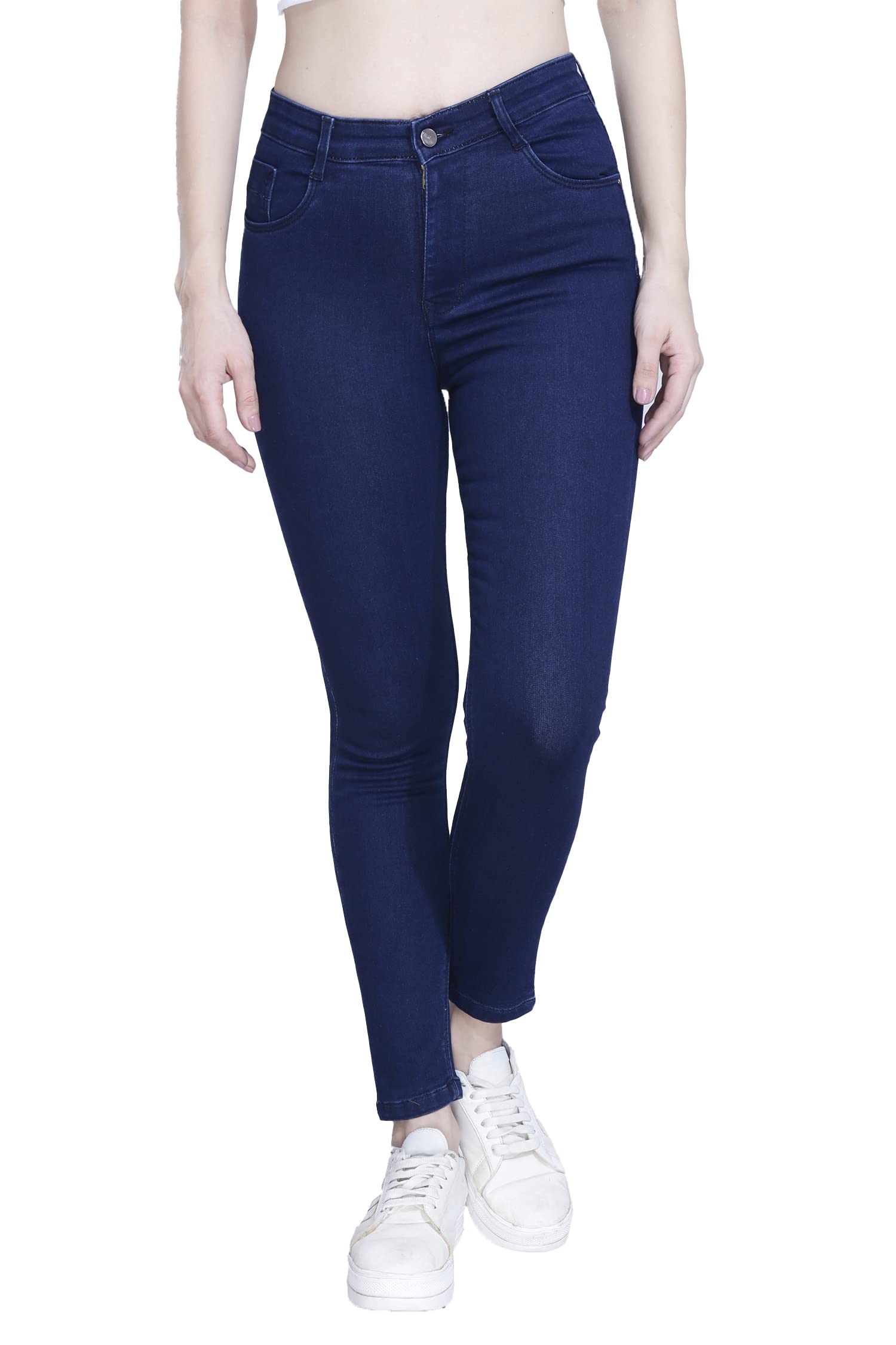 fck-3 Hosiery Stretchable Denim Material High Rise Single Button Ankle Length Jeans for Women-picture-17