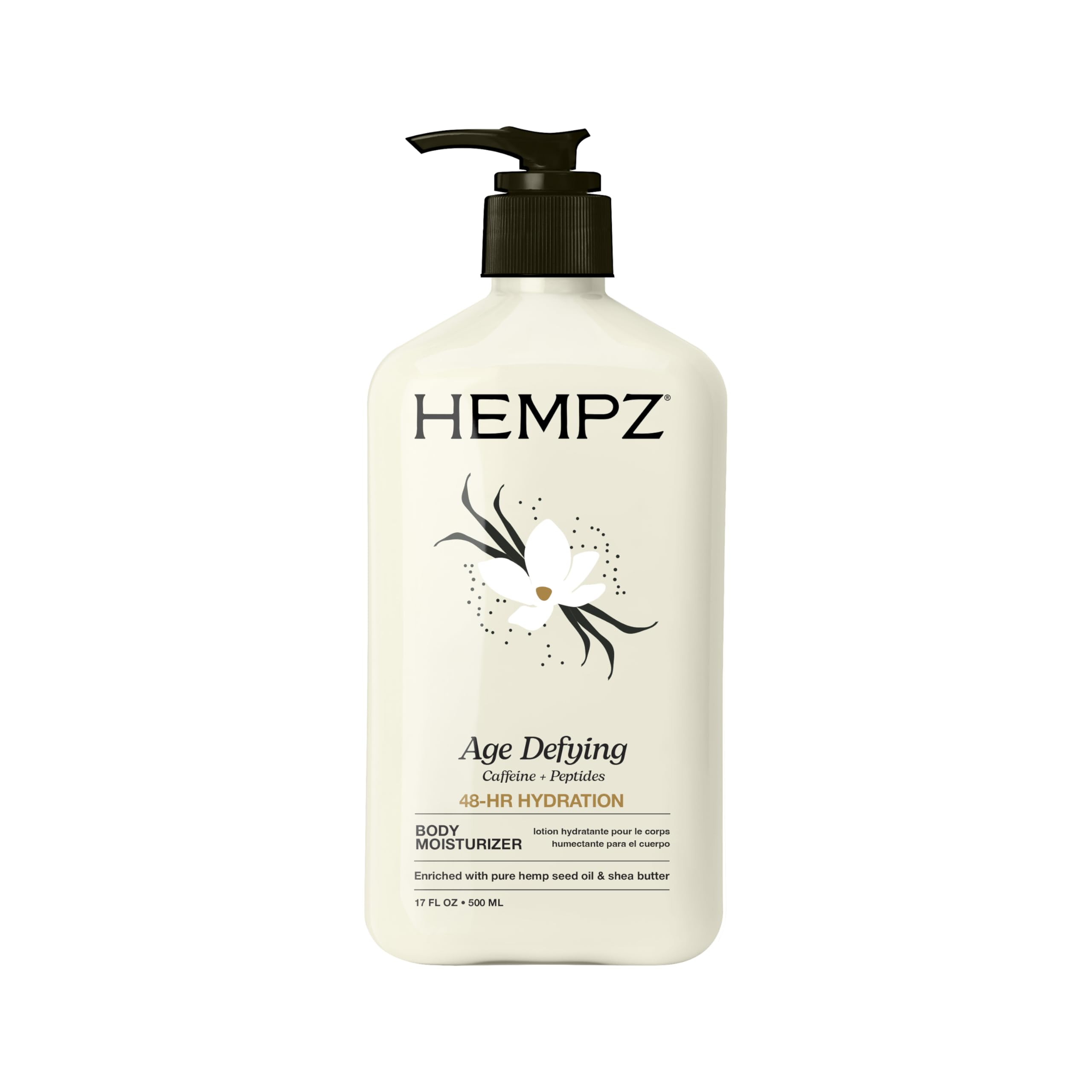 Hempz Age-Defy Body and Hand Lotion for Dry Skin, for Cracked & Crepey Skin, Quick Absorption Moisturizer, Large 17 oz