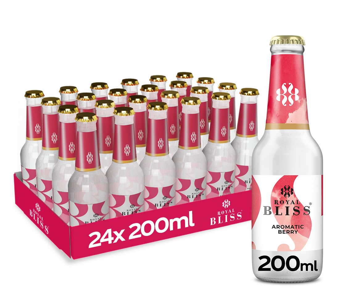 Royal Bliss Aromatic Berry, Tónica Aromatizada y Refrescante - Pack de 24 Botellas de vidrio 200 ml