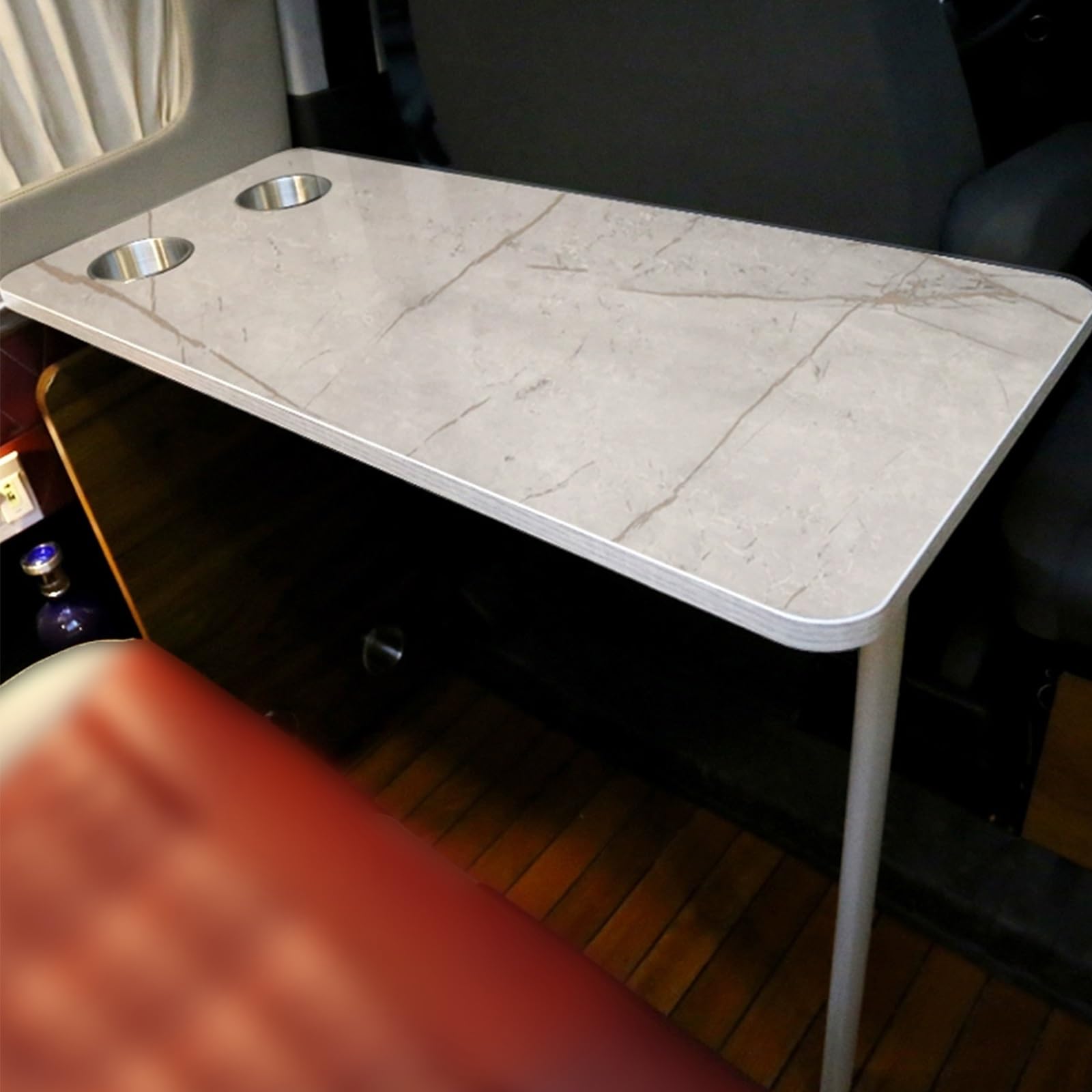 Wohnmobil-Esstisch, Wandschreibtisch, Klapptisch, Klapptisch, Wandtisch, weiße verstellbare Stahlhalterungen, für Wohnmobil, Home Office, Schlafzimmer oder Küche (Marmorweiß 39 x 79 cm)