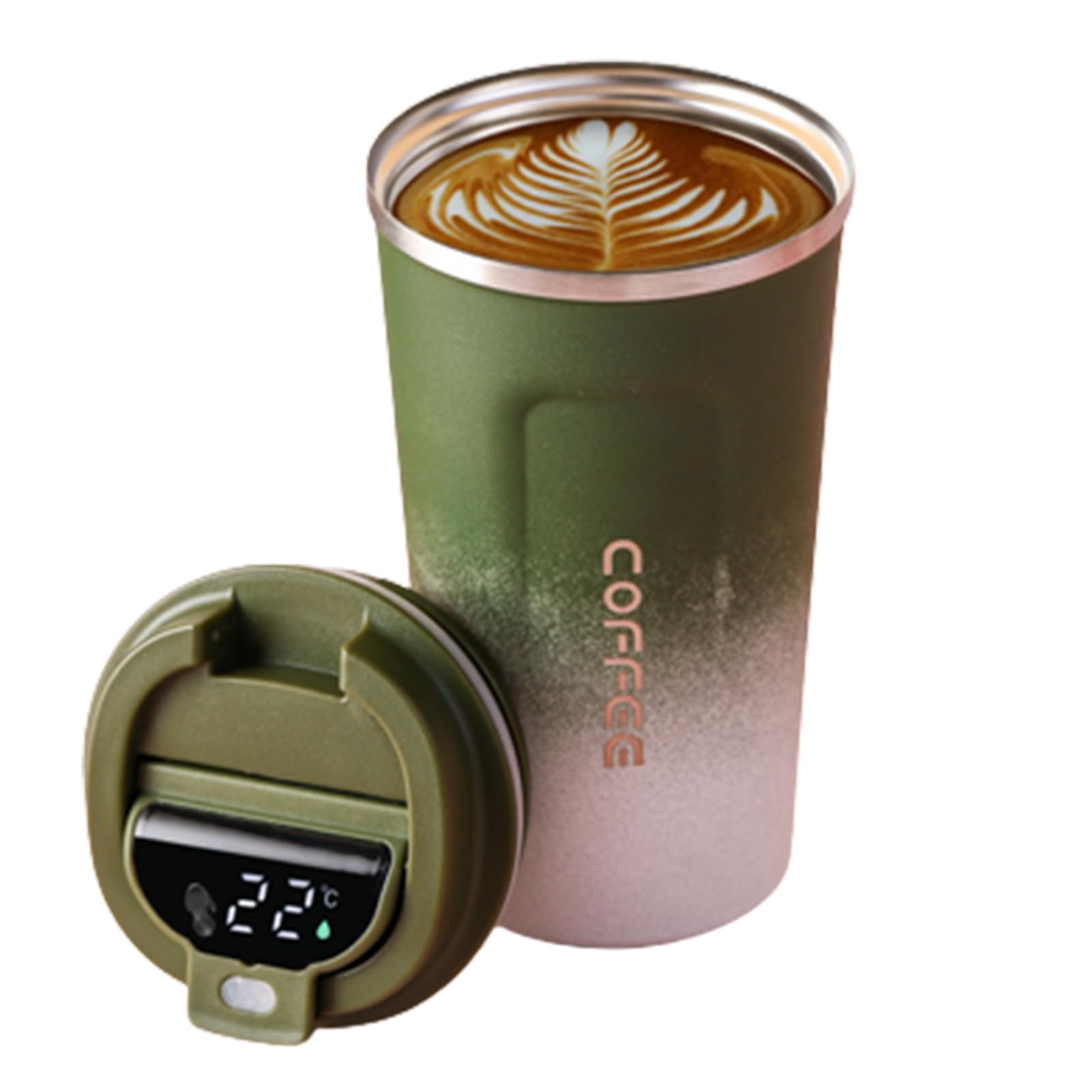 Temperature Display Coffee Tumbler, Thermal Coffee Mug, Travel Mug Insulated, Coffee Tumblers LED Temperature Display with Leakproof Spill Proof Lid, Stainless Steel Water Bottle, Travel, School