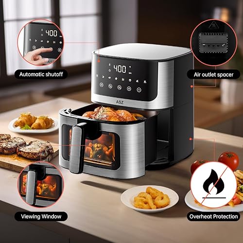 Miniatura 5 de ASZ Freidora de aire básica de 5 cuartos de galón para familias pequeñas, freidora compacta de 5 cuartos de galón con ajustes preestablecidos 8 en 1