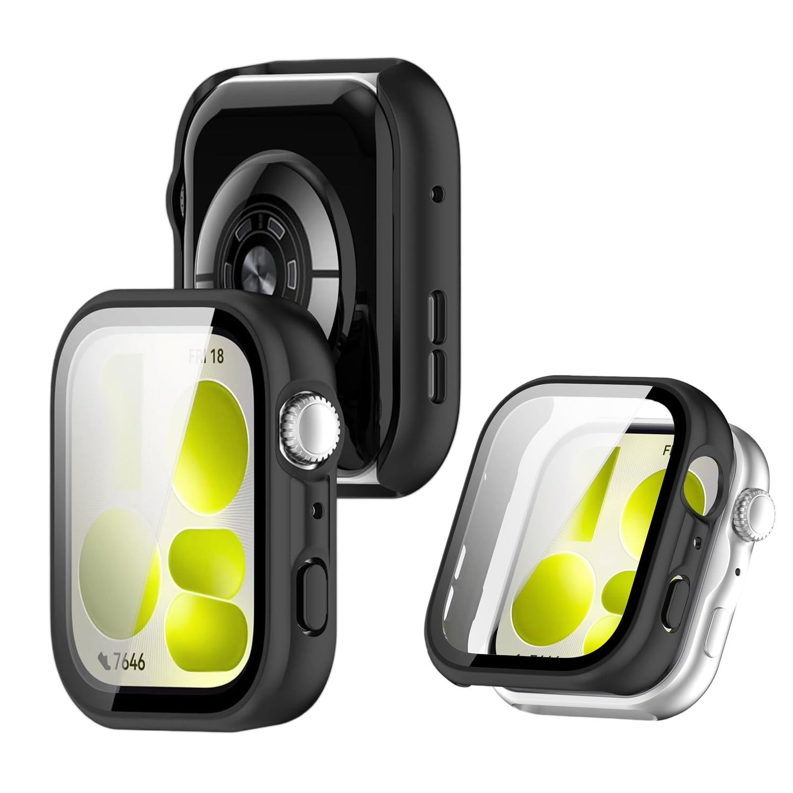 LEYUMI For Haiwei Watch Fit5 ケース PC+ガラス一体型 対応 huawei fit 5 カバー ブラック