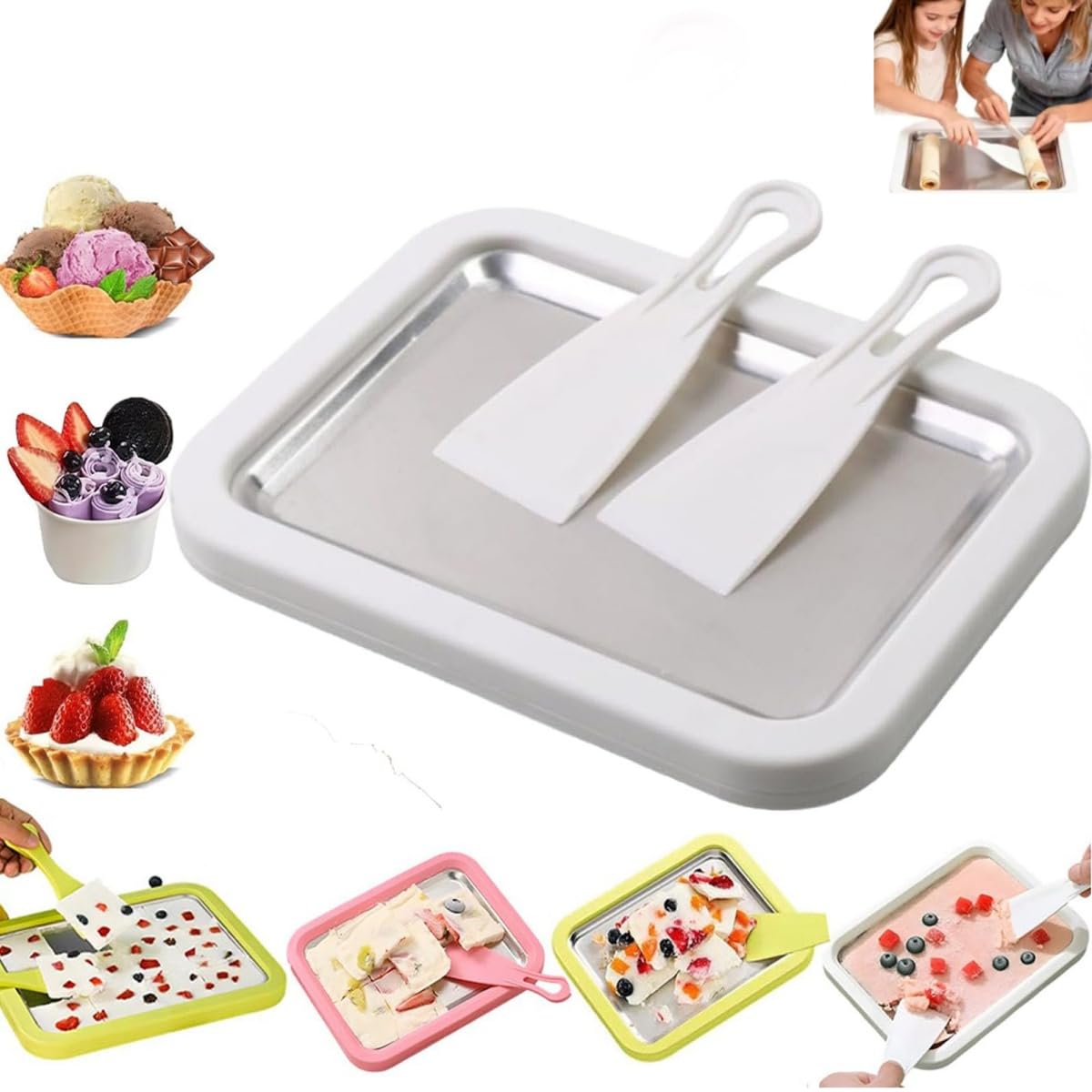 Rolled Ice Cream Maker At-Home Rolled Ice Cream Maker Kit Rolled Ice Cream Tray Instant Freeze Plate with