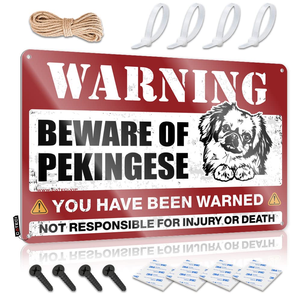 HELIOFORGE Vintage Metal Tin Sign Beware Of Pekingese Tin Sign Tin Signs Camping Rules Tin Sign Funny(30X40CM)