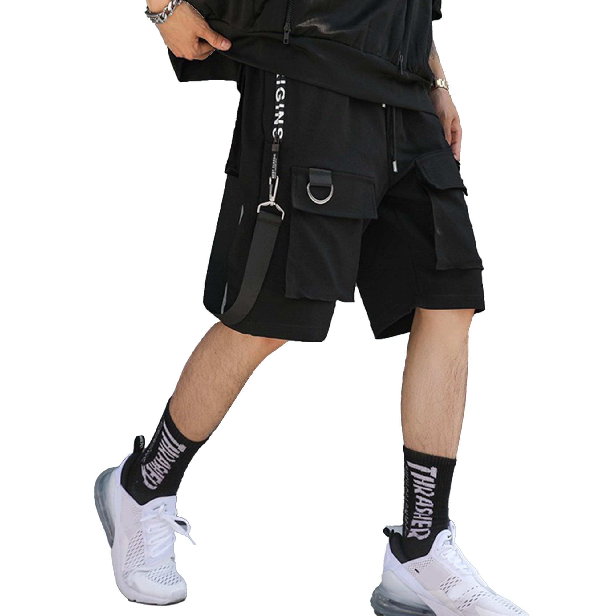 Xyxiongmaomens Casual Black Streetwear Techwear Hip Hop Black