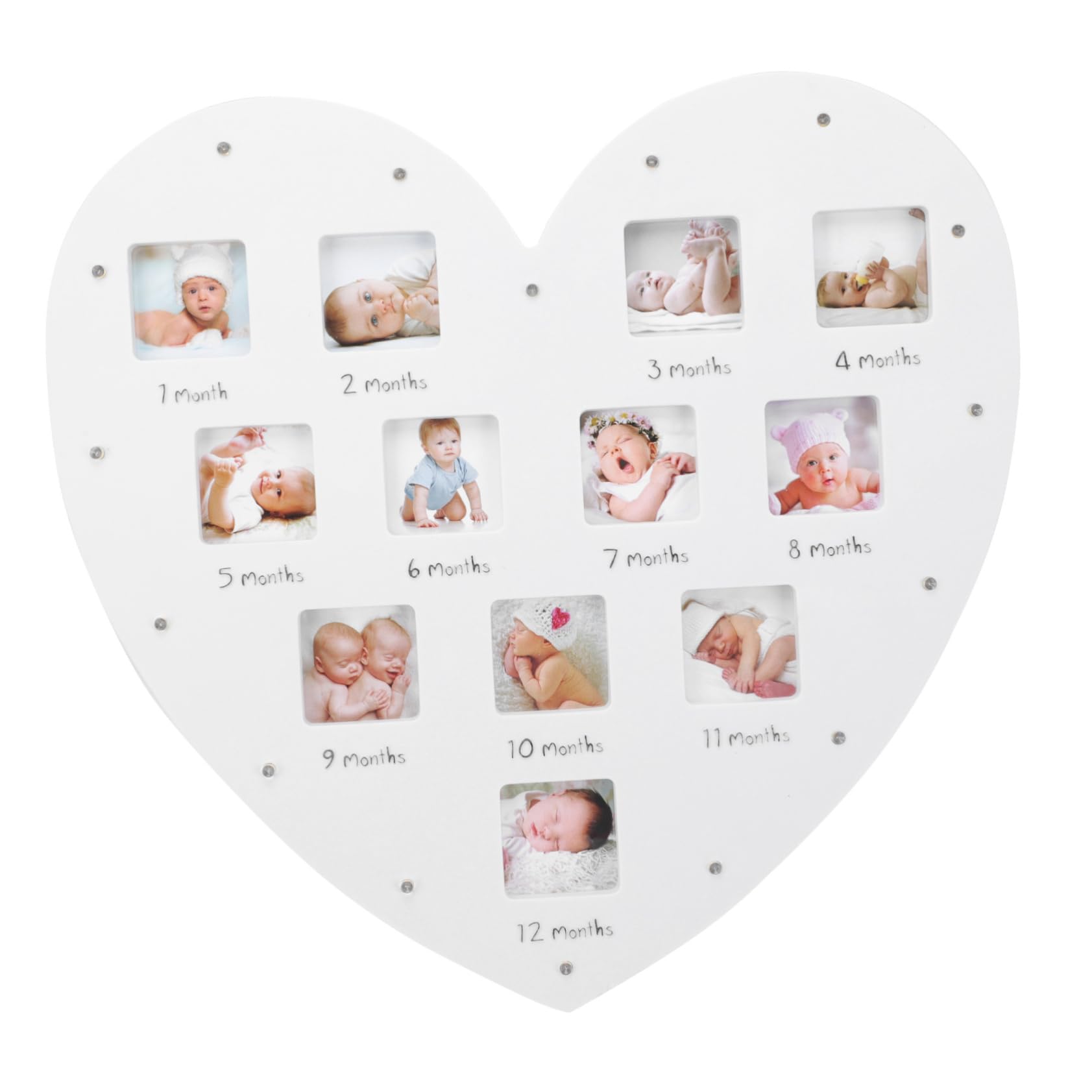 ERINGOGO 12 Month Milestone Photo Frame Heart Shape Luminous Decor for Baby Growth Record