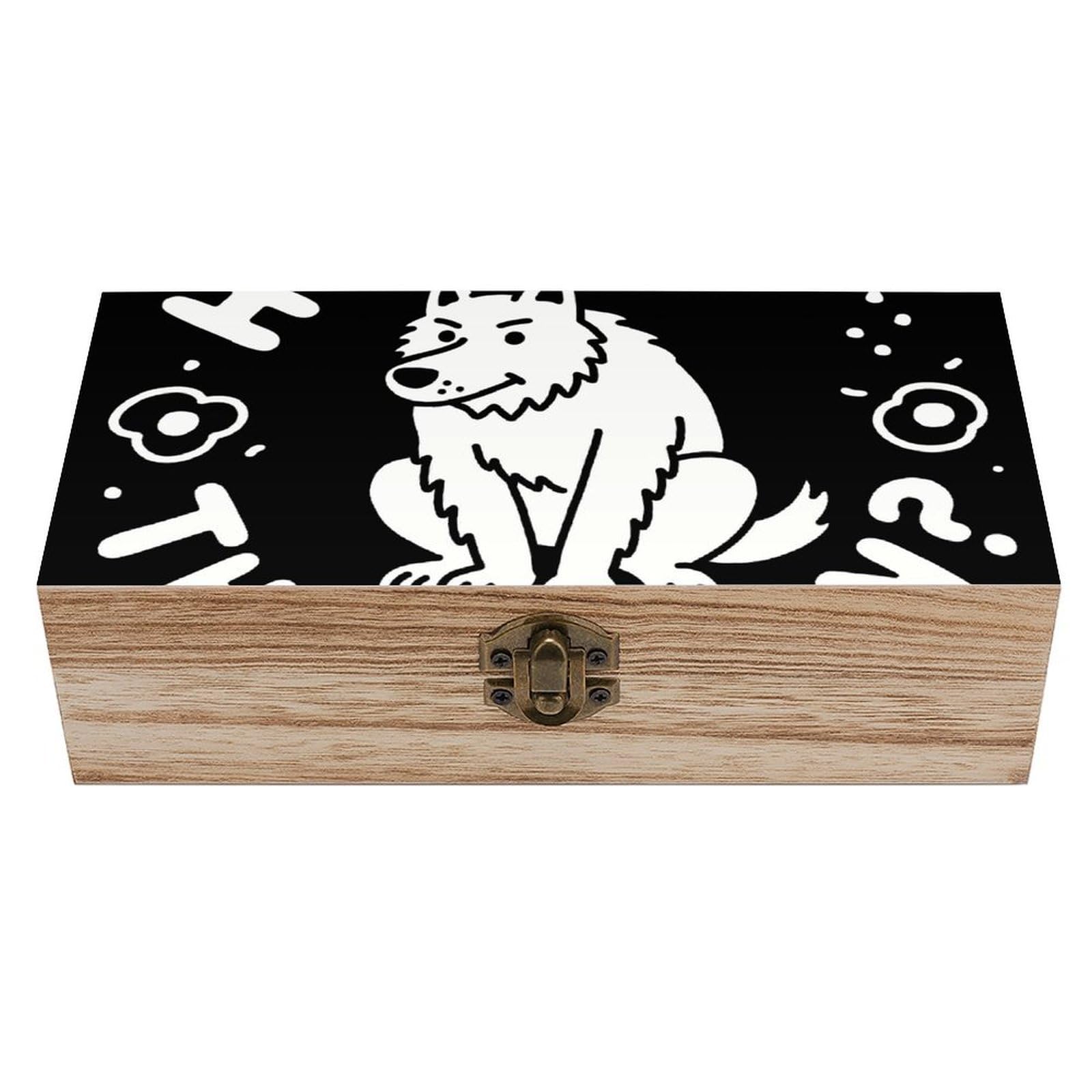 asbwuo Funny Wolf Wooden Keepsake Box Storage Boxes with Hinged Lid