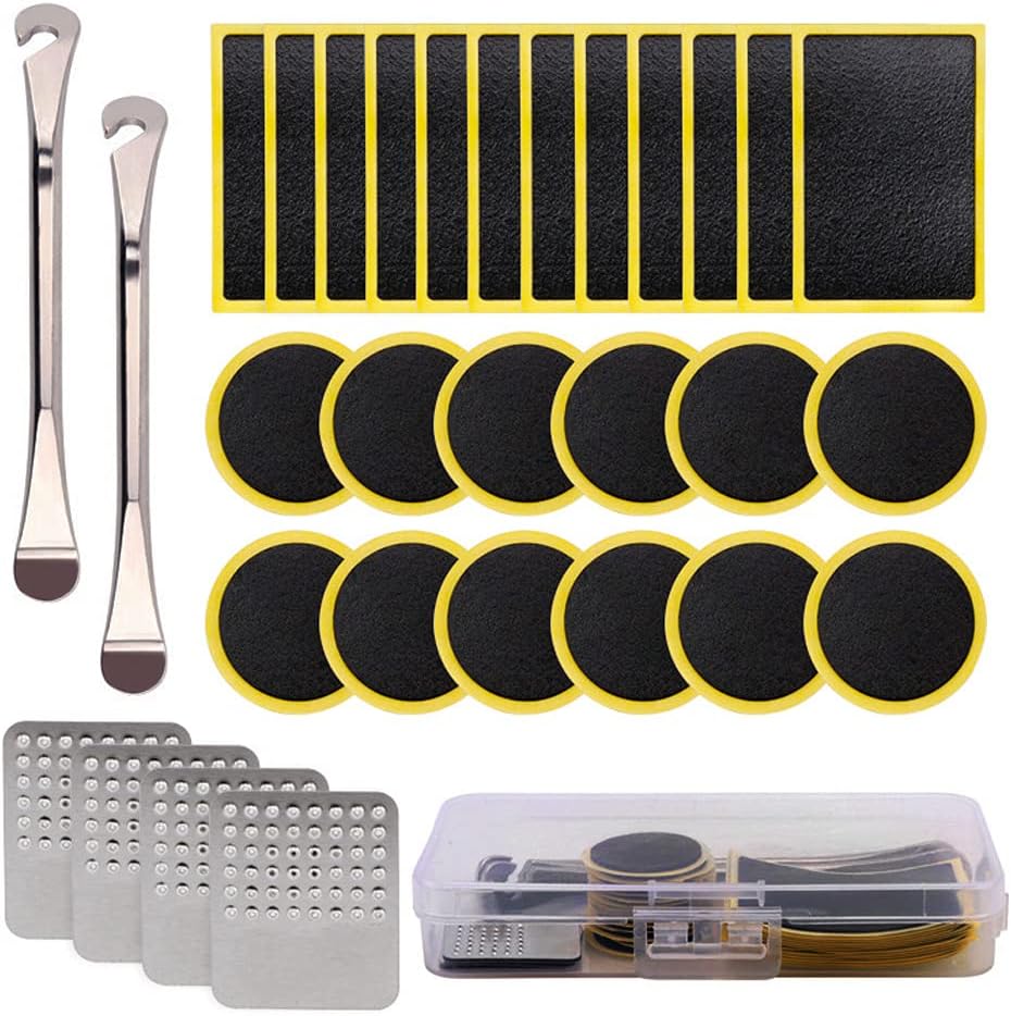 Puncture Repair Kit Bicycle, 30 Pcs Glueless Self-Adhesive Bike Puncture Repair Kit with Portable Storage Box for Bicycle Inner Tube Repair