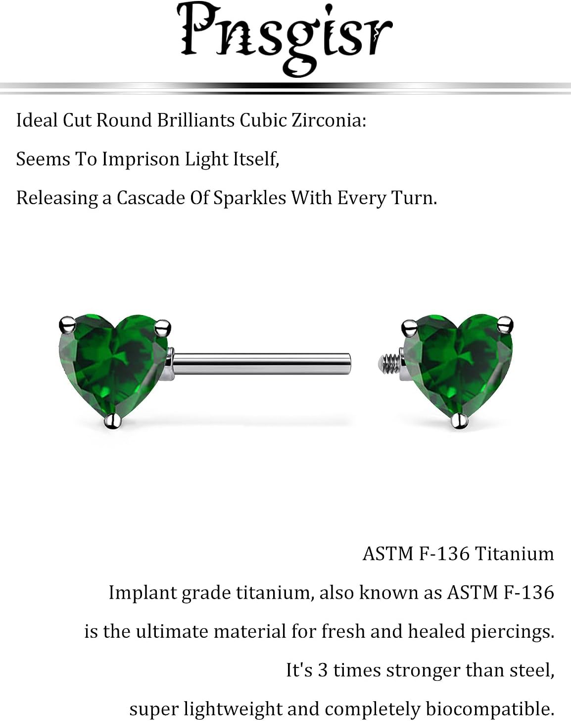 F136 Titanium Internally Threaded 14G Nipple Piercing Jewelry Rings 14 Gauge 14mm Bars Cute Multicolor Heart Diamond Barbells for Women - Image 4