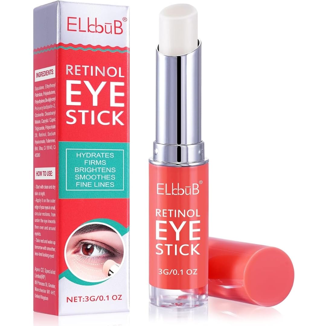 Retinol Eye Cream, Retinol Eye Stick for Dark Circles & Puffiness, Anti Aging Eyes Cream with Hyaluronic Acid, Undereye Balm For Dark Circles, Smooth Fine Lines and Hydrate Eyes Area