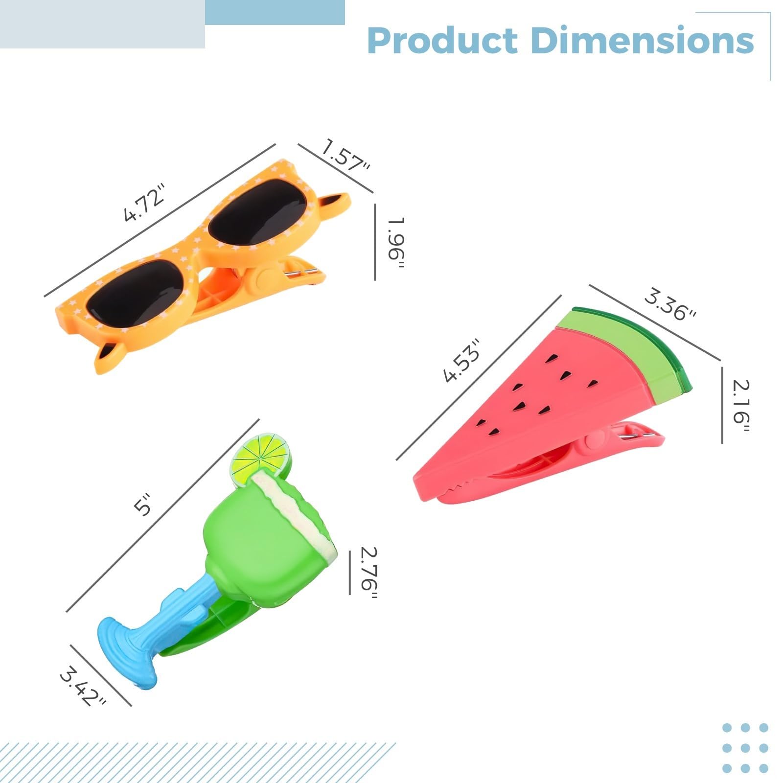 PONDON Set di 6 clip per telo mare a forma di cartone animato, in plastica, per piscina, spiaggia e viaggi, clip compatte e portatili