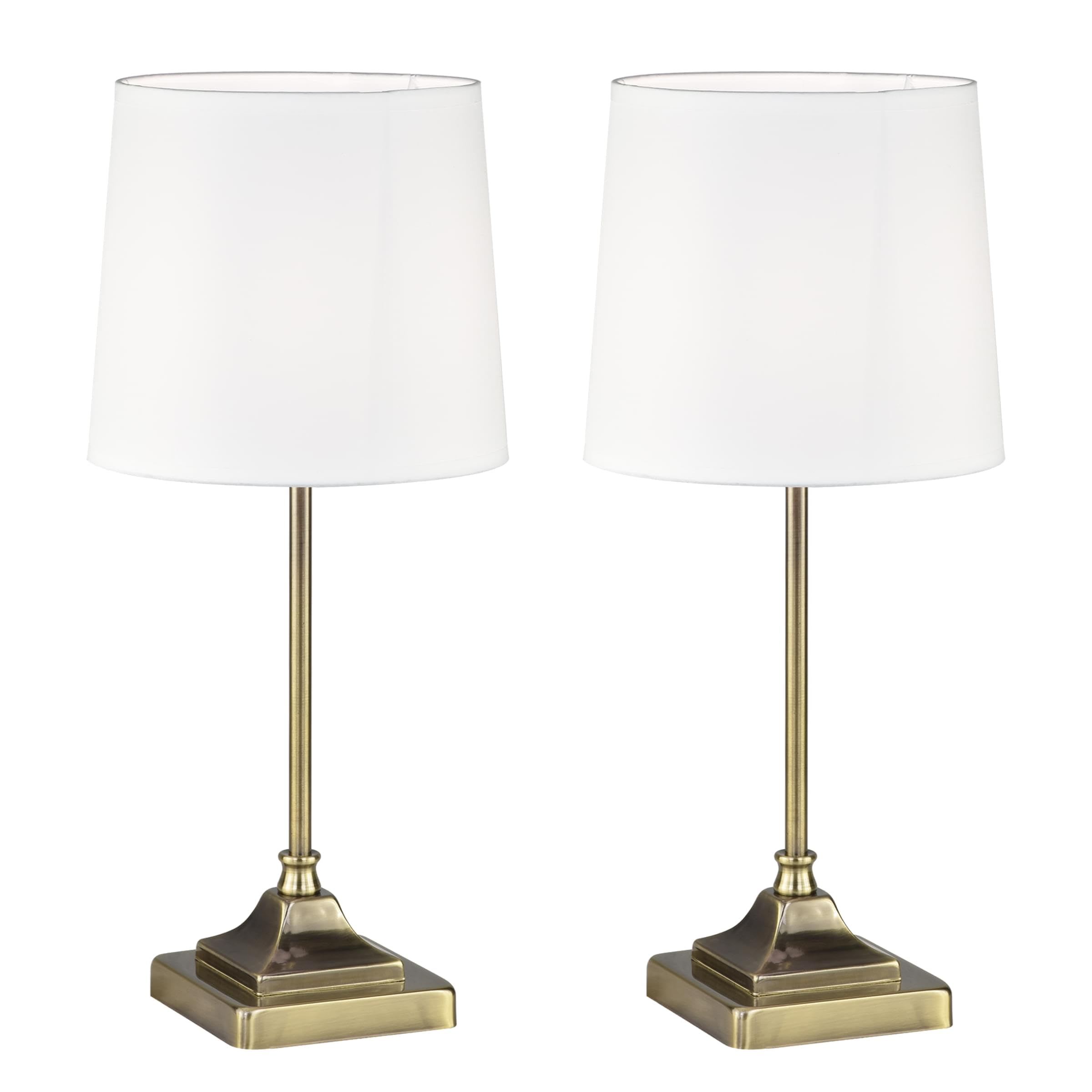 Firstchoicelighting Antique Brass & White Set Of 2 Aldersley - Antique Brass Lamps