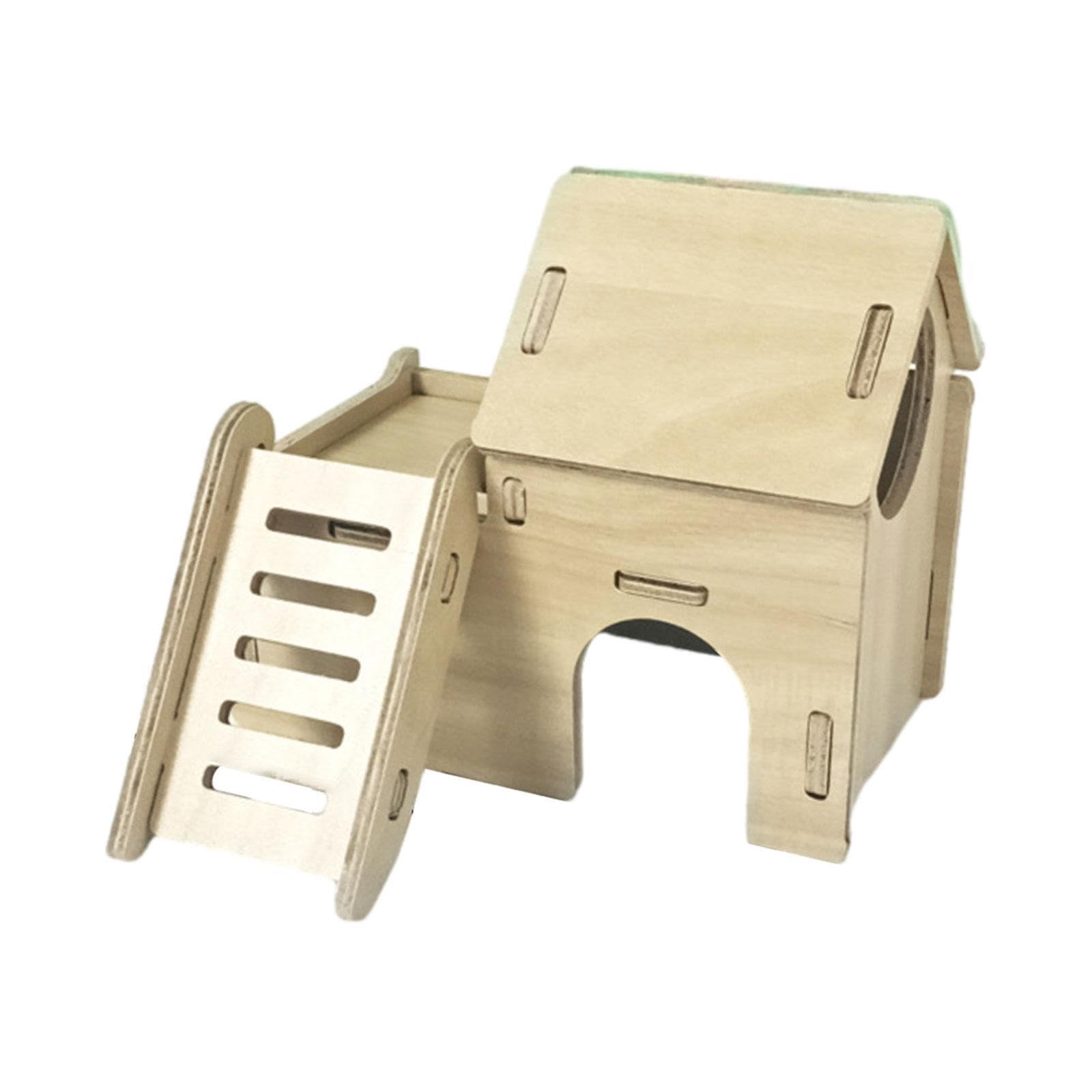 Kioalxz Unique Small Animals Habitat Hides House Hut Pets Roomy Layout Ensures Fun Safe Chewing Opportunities And Ventilated Comfort Small Hamster Wood House Style A