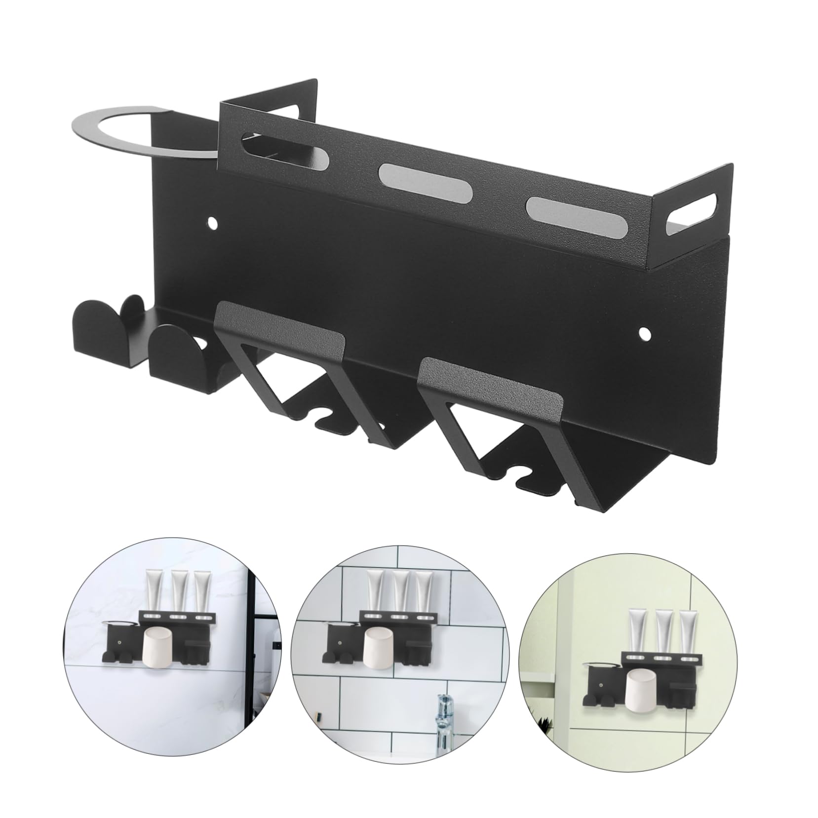 Portaspazzolino in Acciaio Diviso Per Dentifricio Supporto Da Bagno Multifunzionale Organizer Installazione
