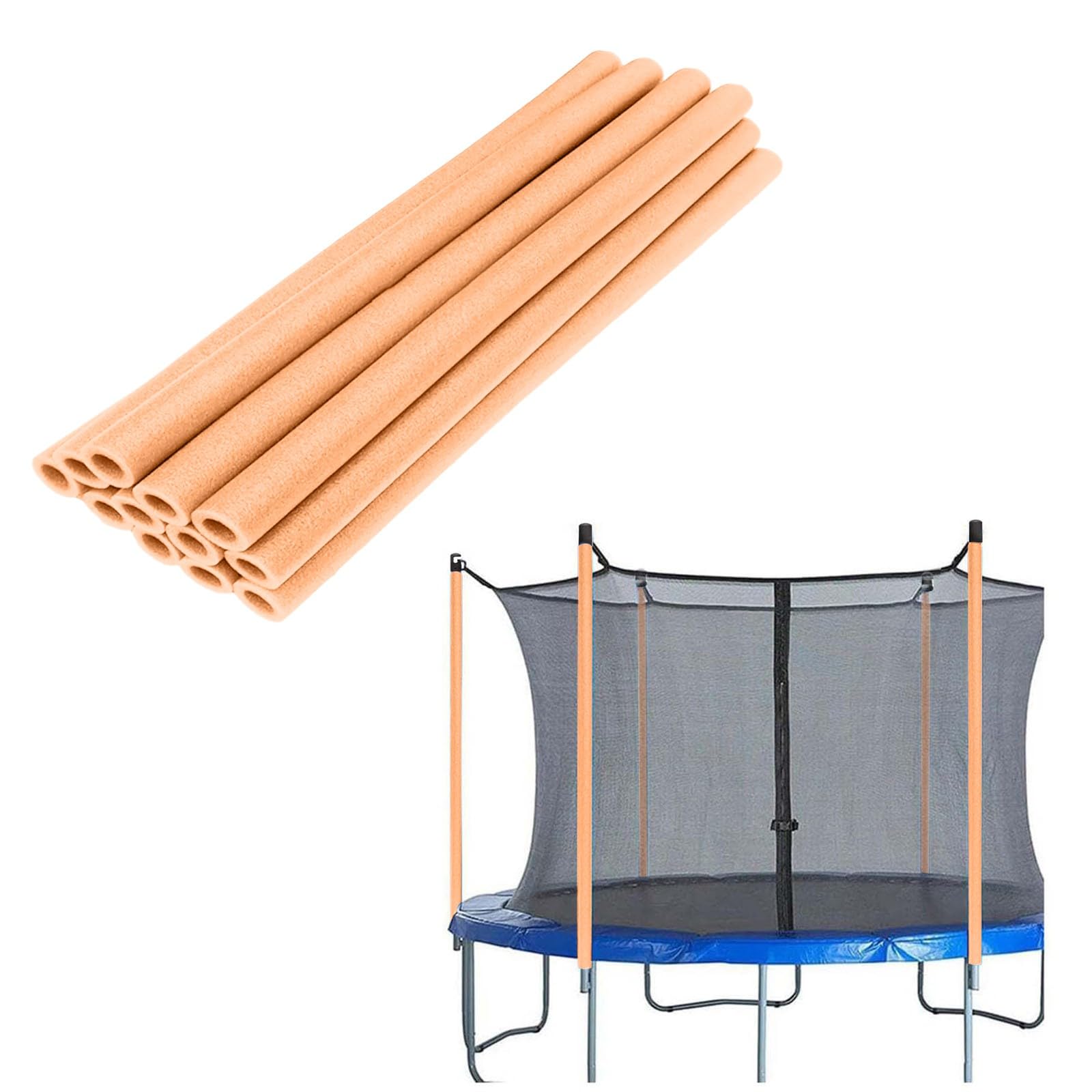 Trampoline Pole Foam Sleeves, 12pcs Pole Covers Replacement 88cm/40cm Length Waterproof Round Tube Protective Trampoline Spring Cover Padding, Foam Tubing Protective Trampoline Net (Orange, 88cm)
