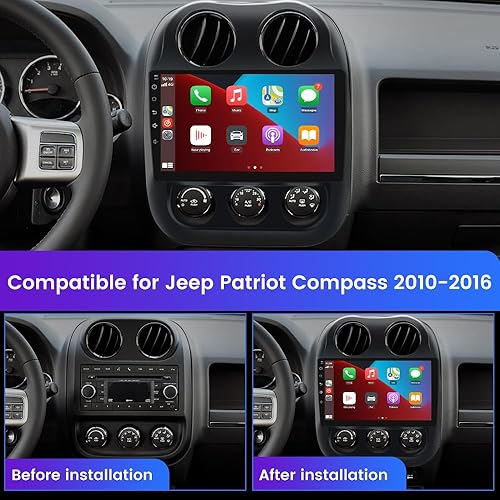 Miniatura 2 de Radio estéreo de coche de 10.1 pulgadas [2GRAM 32GROM] para Jeep Patriot Compass 2010-2016 con CarPlay Android Auto, Android 13 Player Radio con