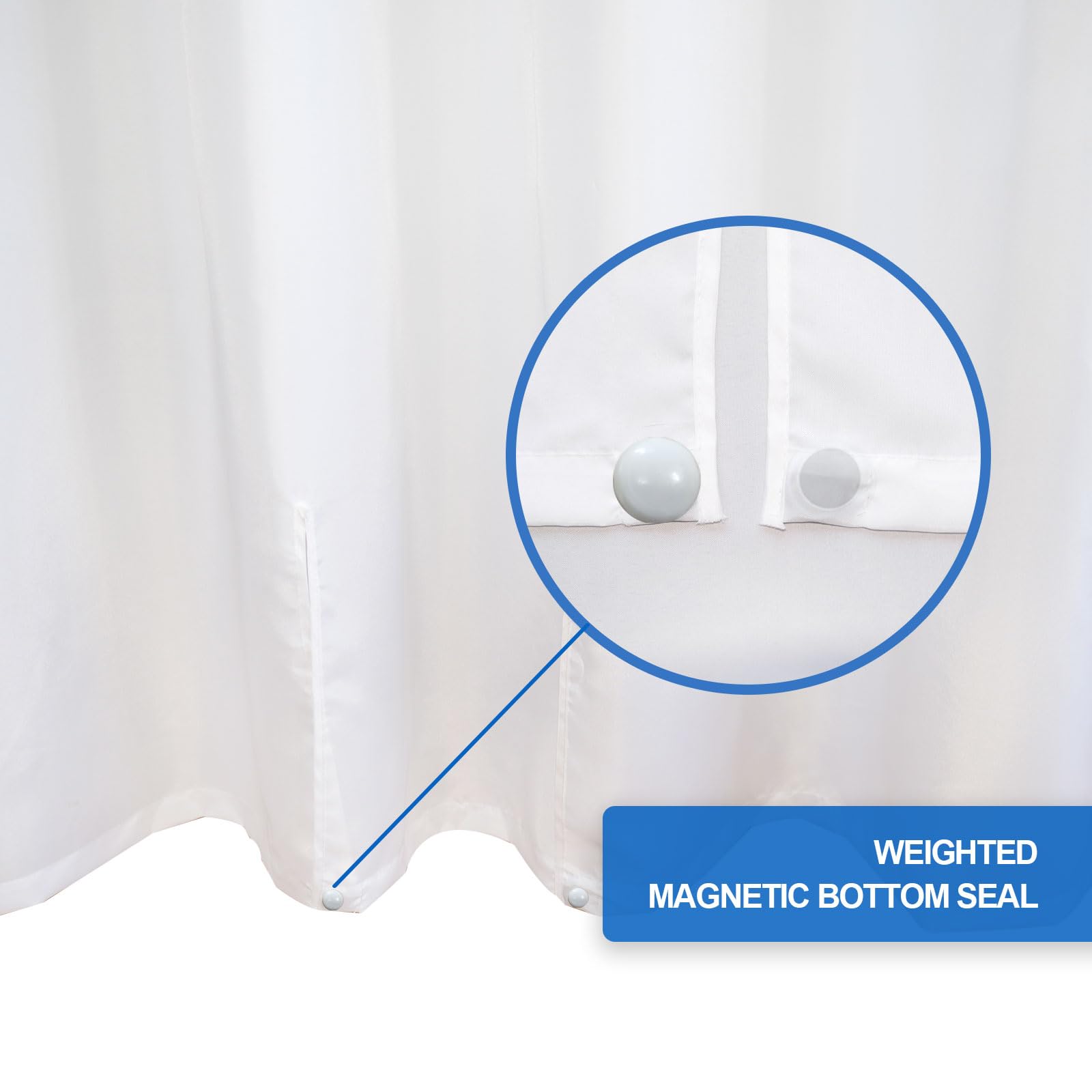 YISURE Tenda da doccia divisa per panchine da bagno, tenda da bagno in tessuto di poliestere, senza ganci necessari, design con 2 fessure verticali, bianca, grande 203,2 x 203,2 cm