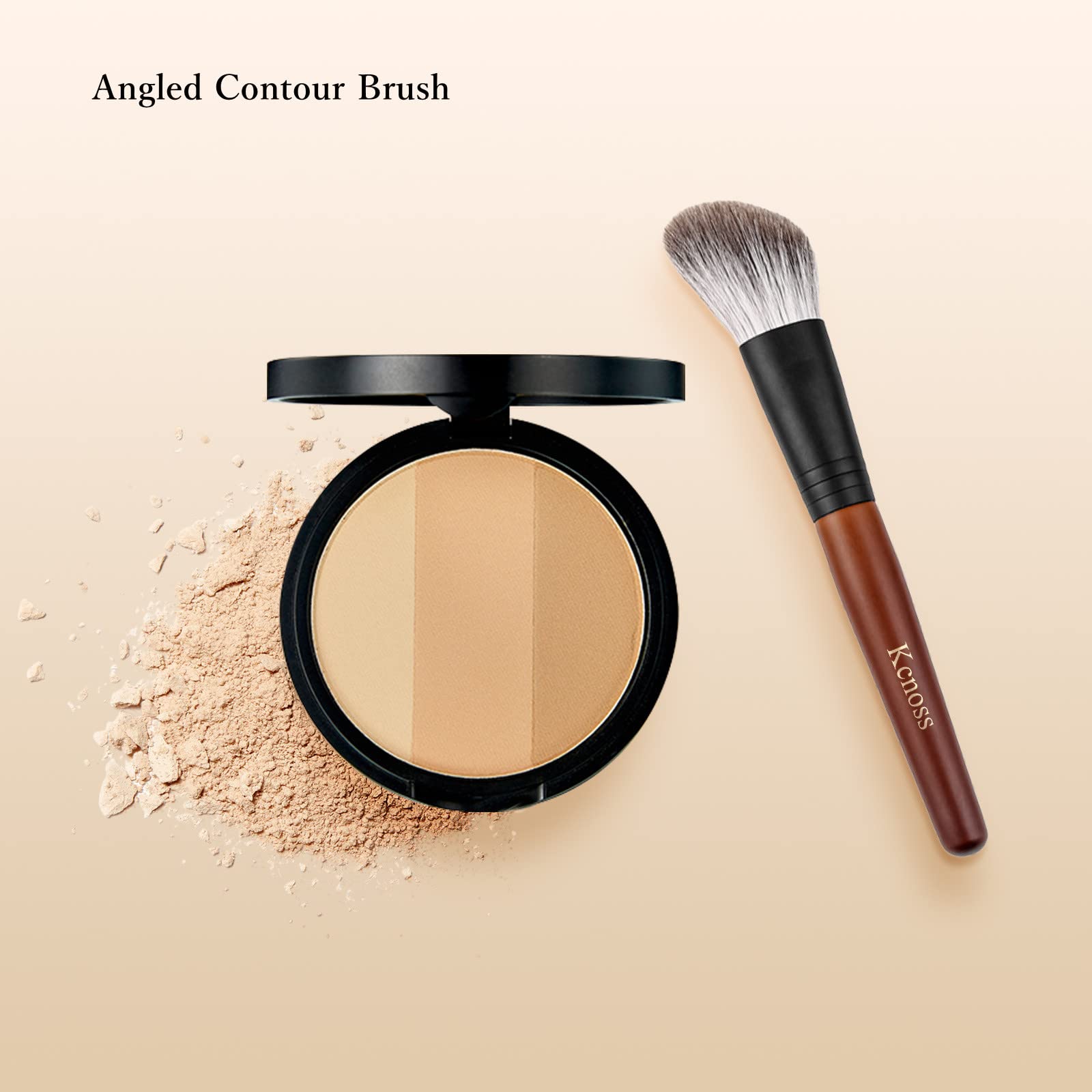 Kcnoss Contour Brush for Makeup Face Powder Brushes–Contour & Define–Perfect for Contour Powder?Blush, Bronzer, Highlighter–Even and Natural Application, Made with Natural Animal Hair Fox Bristles,