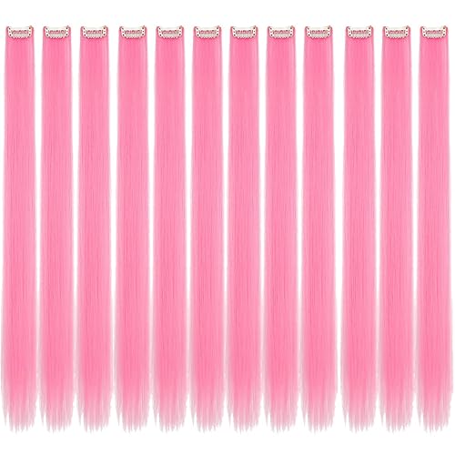 Extensiones de cabello sintético liso de 24 pulgadas para mujeres y niñas, regalo de un solo color, clip de fiesta Extensiones de cabello sintético liso de 24 pulgadas para mujeres y niñas, regalo de un solo color, clip de fiesta