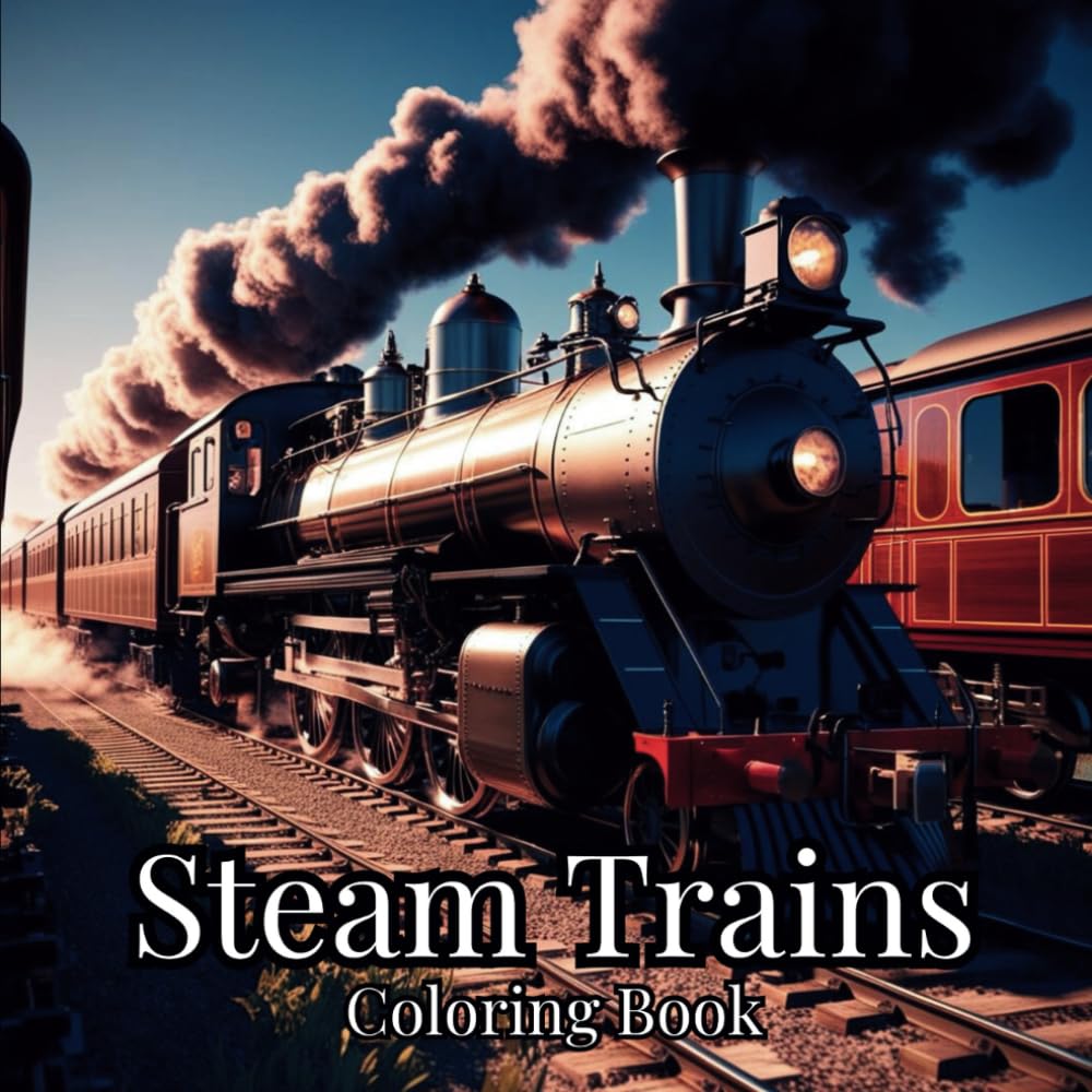 Steam Trains Coloring Book: 40 Fun Train Pages to Color (Ages 10 and Up ...