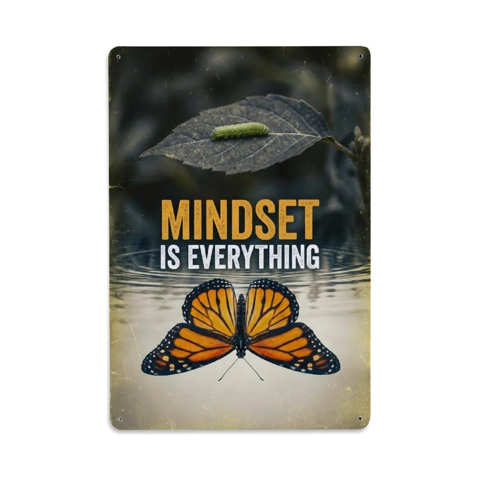 Mindset Is Everything Butterfly Motivation Quote Metal Tin Sign