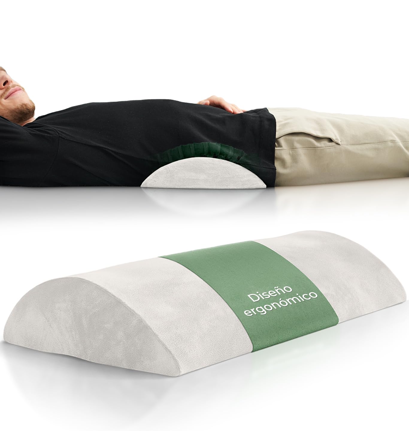 Almohada Lumbar Ergonómica, de Apoyo Lumbar para Cama y Sofá para Apoyar la Espalda al Estar Tumbado, Blanco