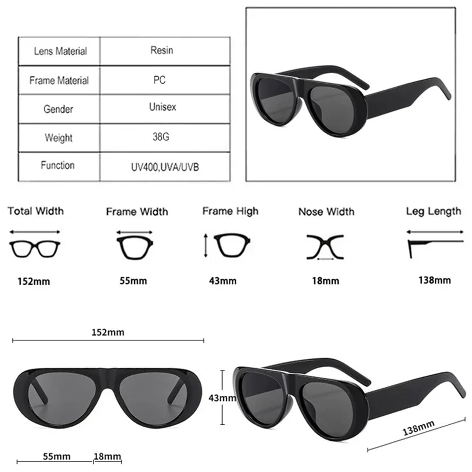 Gafas de sol ovaladas para mujeres y hombres, marcos de plástico coloridos, protección UV400 de gran tamaño, gafas para exteriores