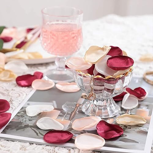 Miniatura 4 de Queenbox 300 piezas de pétalos de rosa de seda sintética para manualidades, confeti floral, centros de mesa para fiestas románticas, bodas, cestas