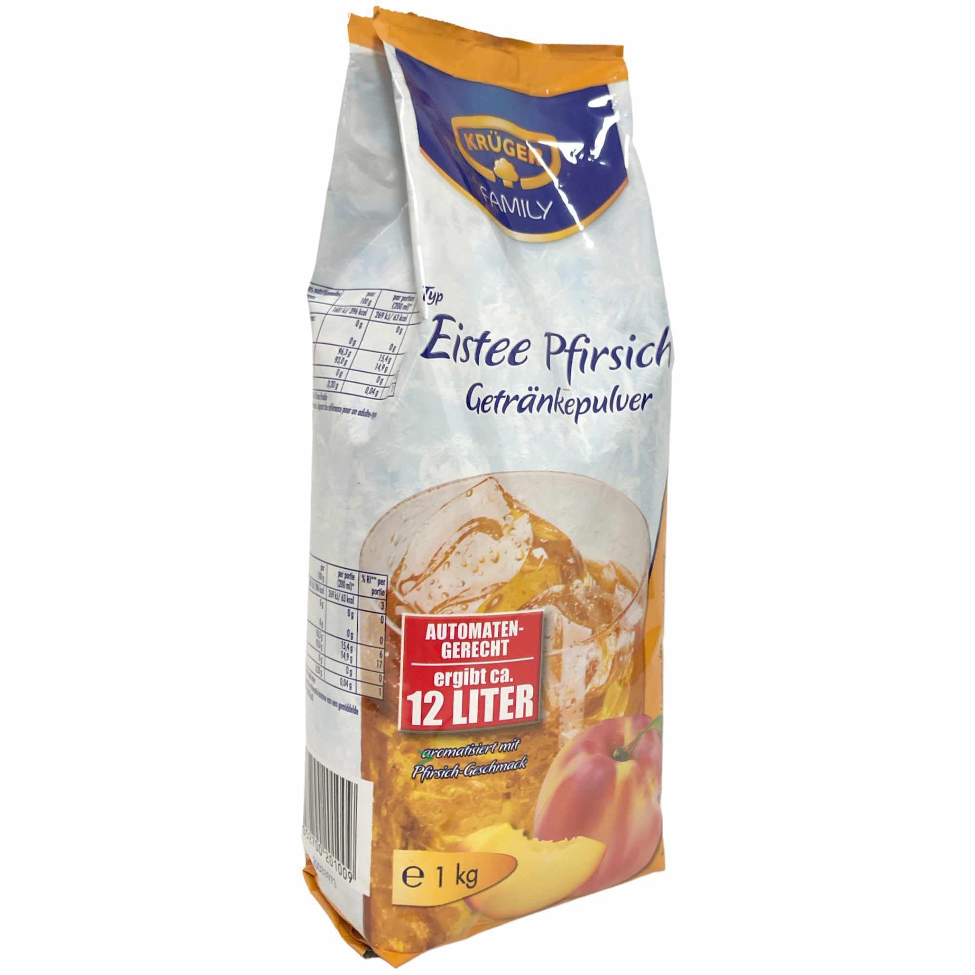Krüger Eistee Pfirsich Getränkepulver 6er Pack (6x1kg Beutel) + usy Block