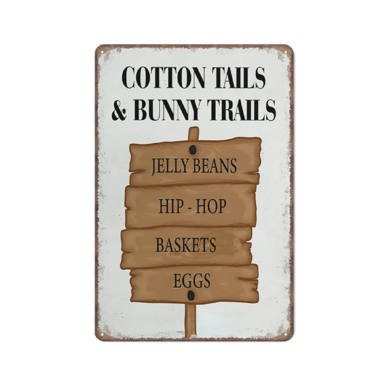 Easter Cotton Tails Bunny Trail Decor Sign Cotton Tails & Bunny Trails Sign Funny Metal Sign Metal Tin Sign 8X12 Inch
