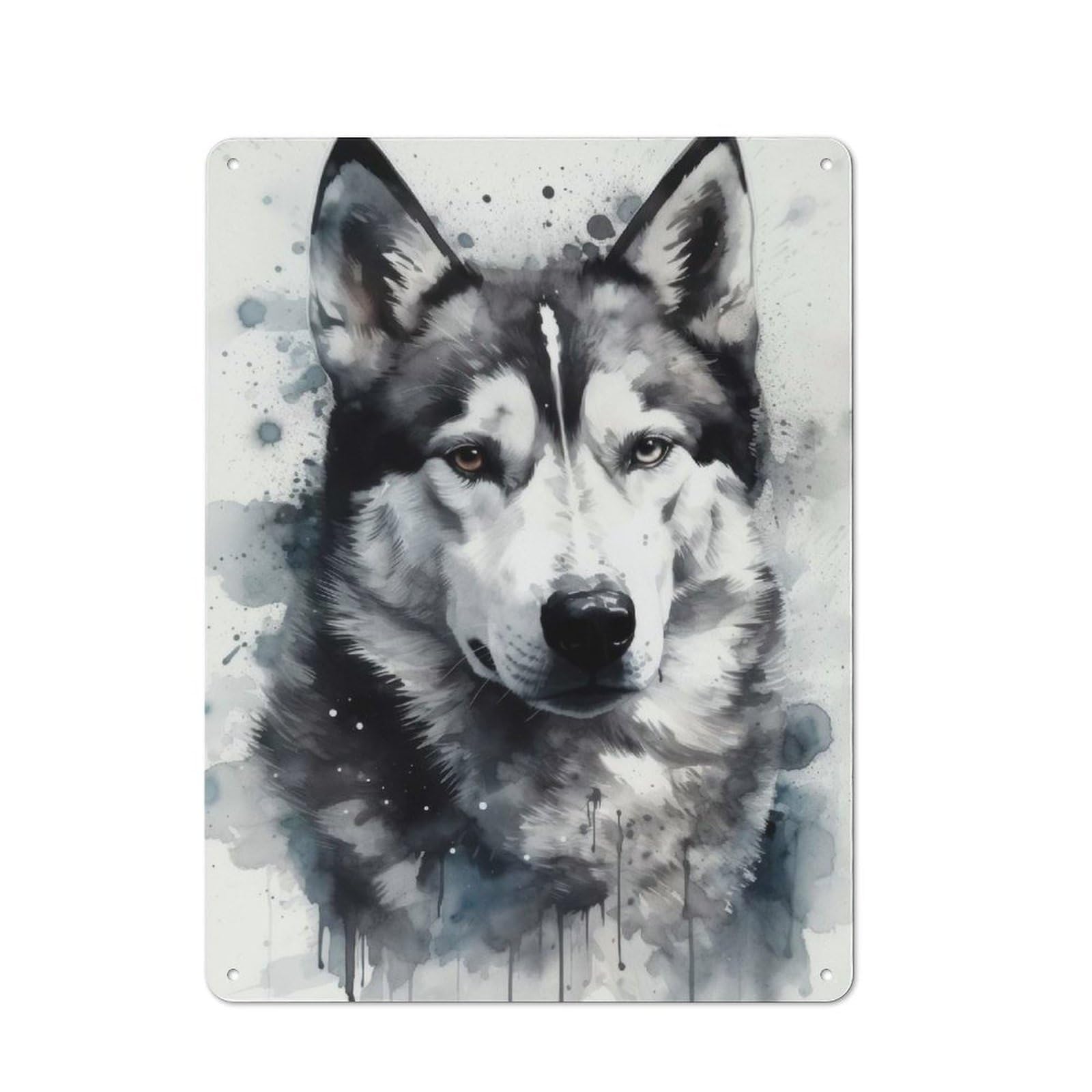 Junmoney Siberian Husky Dog Beauty Metal Wall Sign 40X30cm Featuring For Home Bar Wall, Housewarming Present For People Styling Home Bar