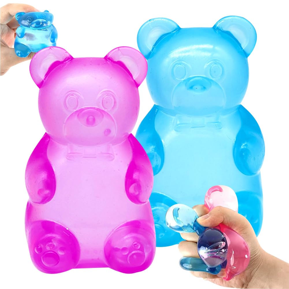Gummy Bear Toy, 2PCS Sugar Filled Squishy Toys for Stress Relief, Bear Shaped Soft Fidget, Finger Fidget Toys, Sensory Toy for Anxiety Relief, Birthday Classroom Prize Party Favors-B — image 1