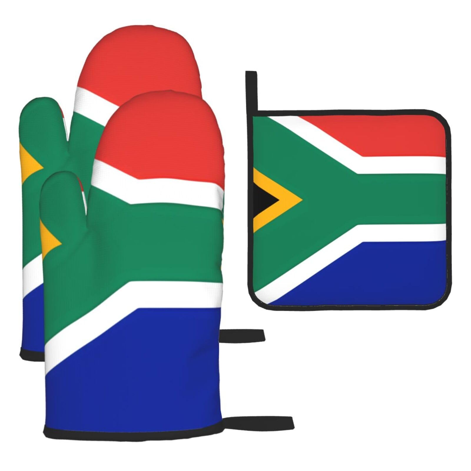 Asbwuo As Pic South Africa Flag Oven Mitts And Pot Holders Sets Of 3 Heat Resistant Kitchen Gloves