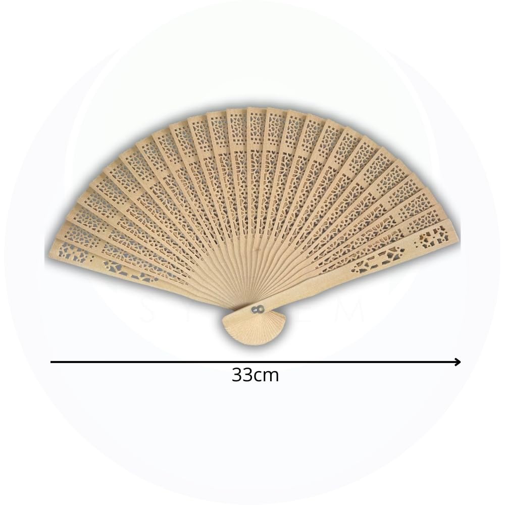VENTAGLI VENTAGLIO IN LEGNO INTAGLIATO PER MATRIMONIO KIT WEDDING SPOSA (20CM, 60)