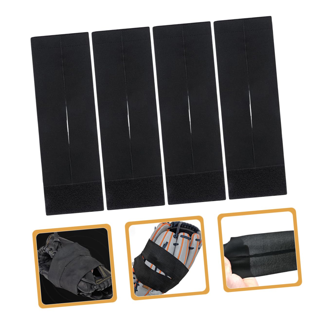 CORHAD Glove Wrap Band for Baseball 4pcs Elastic Glove Straps Padding Fixing Wrap for Protection