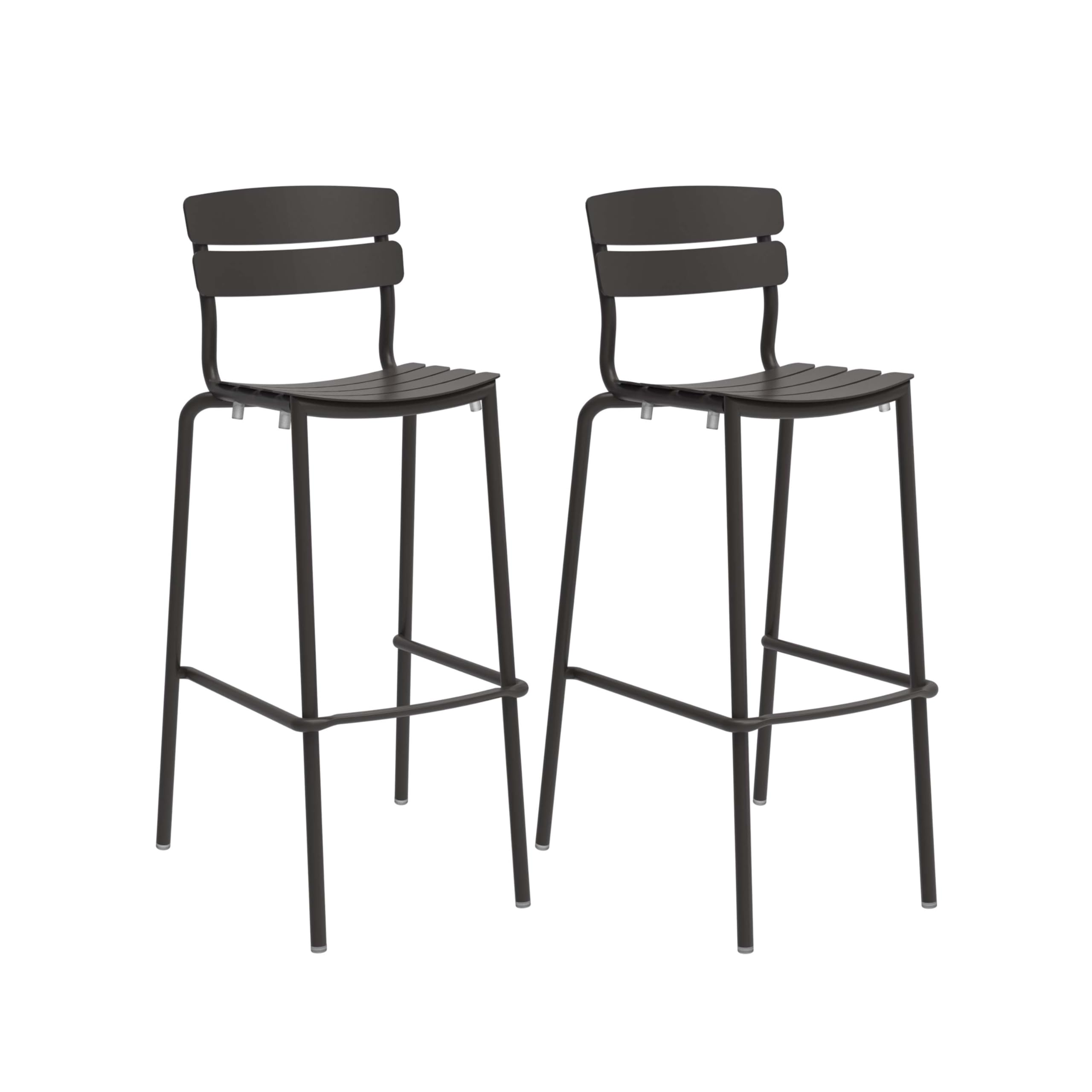 Set da tavolo e sgabello, in alluminio, per interni ed esterni, per cucina, soggiorno, ufficio, bar (1, 2 sgabelli da bar (48,8 x 58,9 x 104,5 cm)