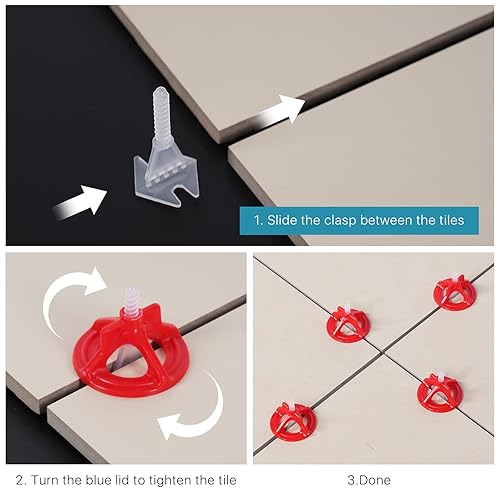 Miniatura 7 de Tile anti-lippage Sistema de nivelación de azulejos placas base y kit (blanco18inch 300 Base+100 tapas)