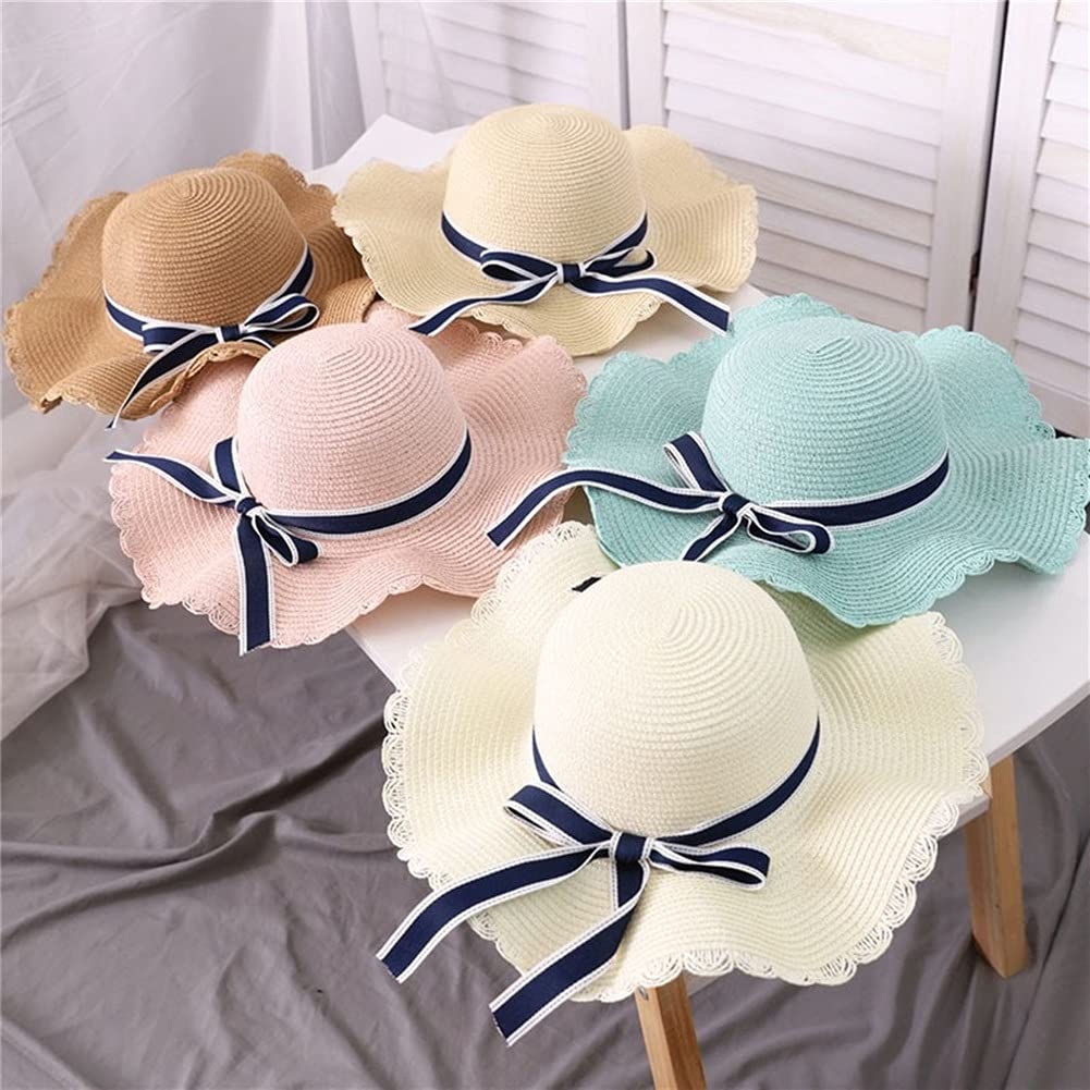 Sombreros para Mujer, Sombrero de Paja Grande de Verano, Flexible, Ancho, con Lazo, Plegable, para Playa (Mcode)