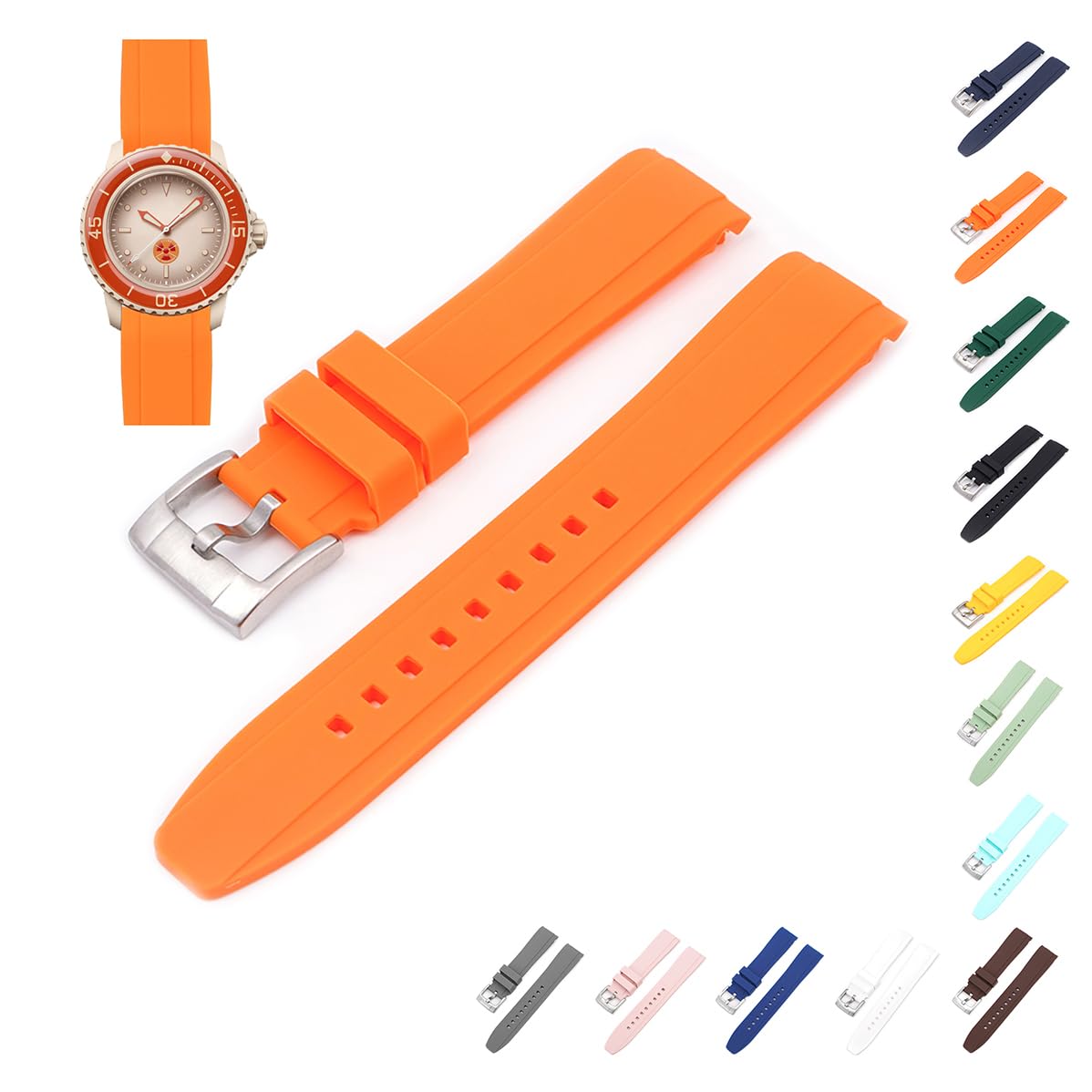 Buy Generic22mm Cruved End Rubber Band For Blancpain X Swatch